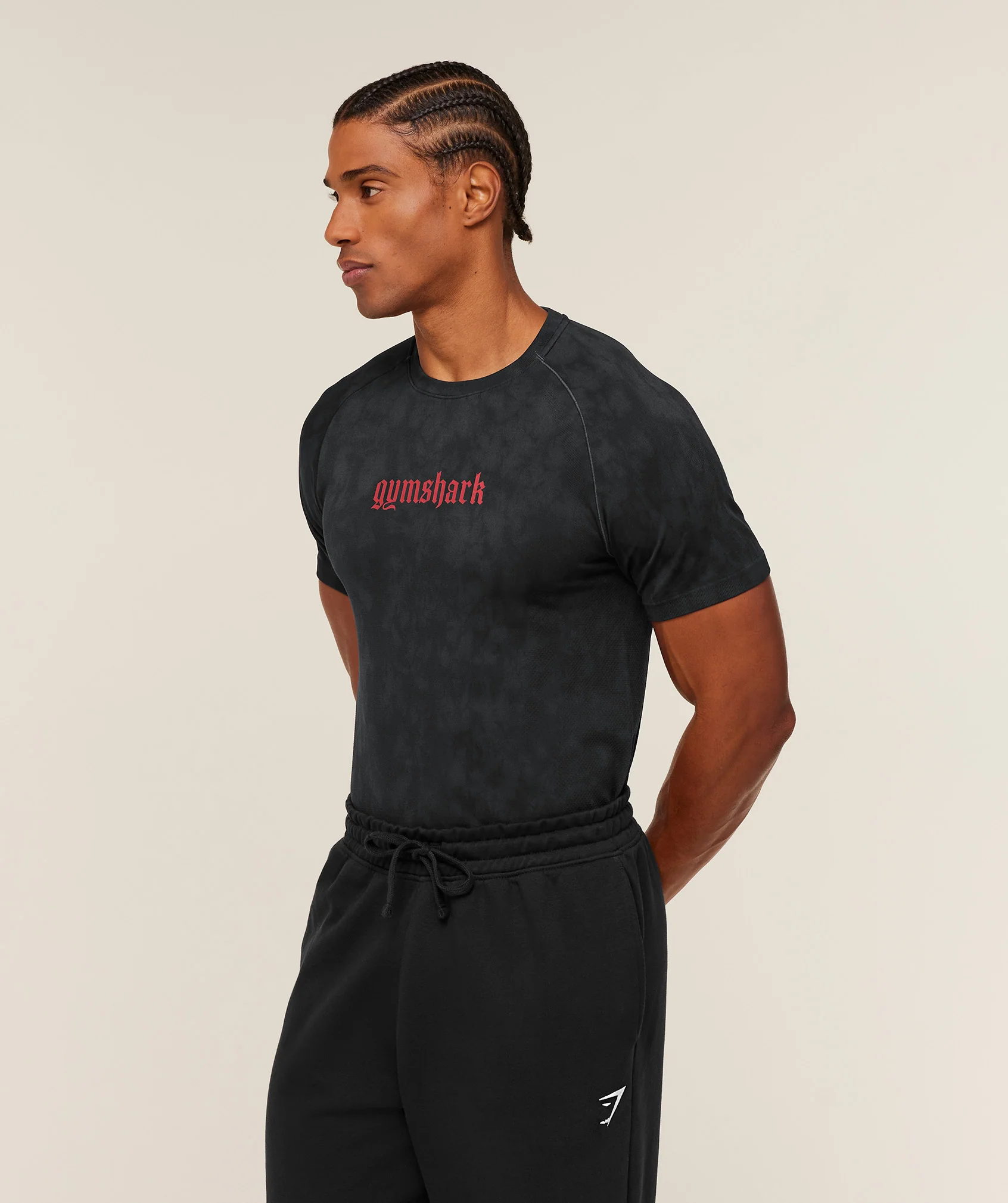 Gymshark Grunge Seamless T-Shirt - Black/Grey