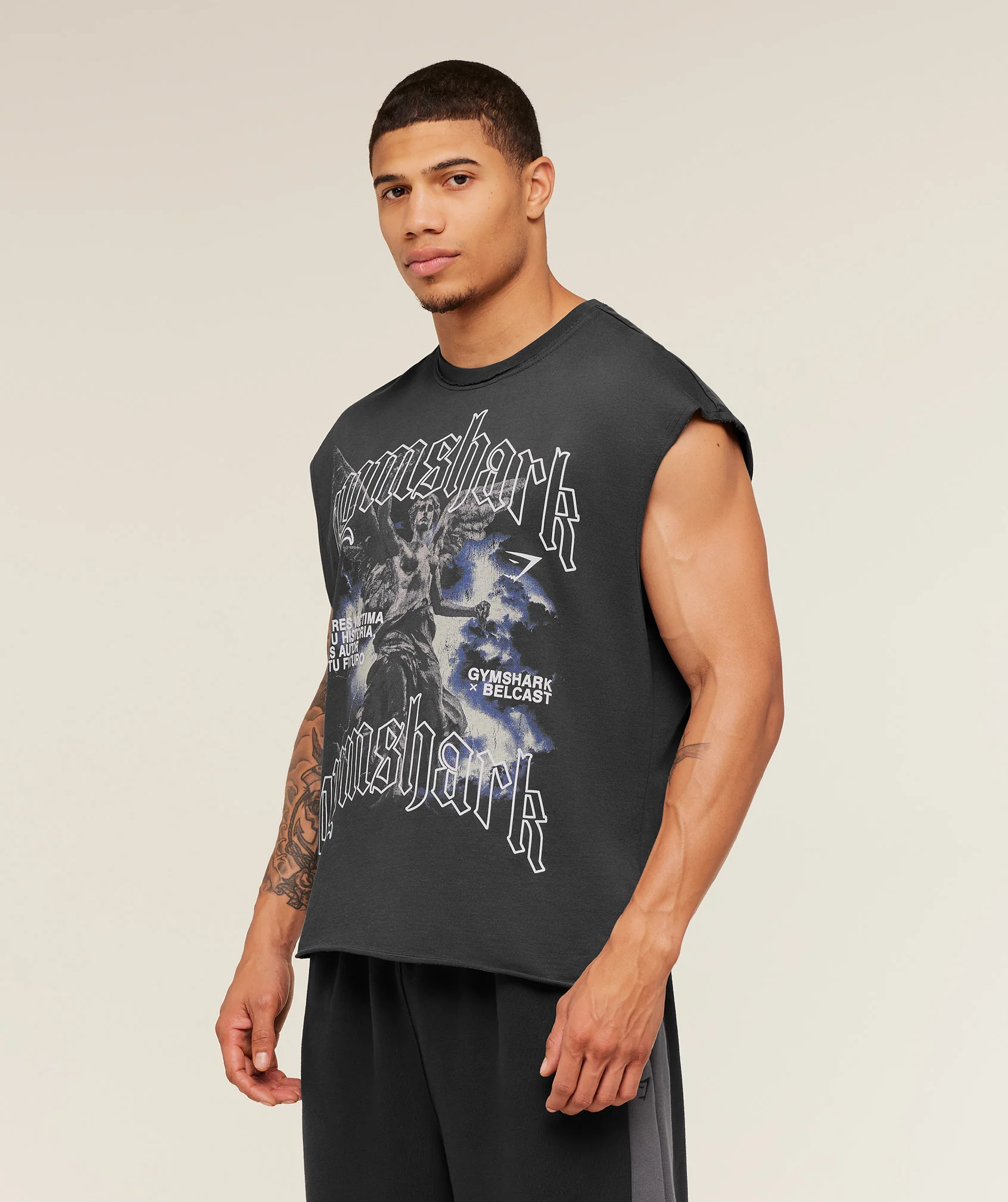 Gymshark x Carlos Belcast Cut off Tee - Grey - Image 4