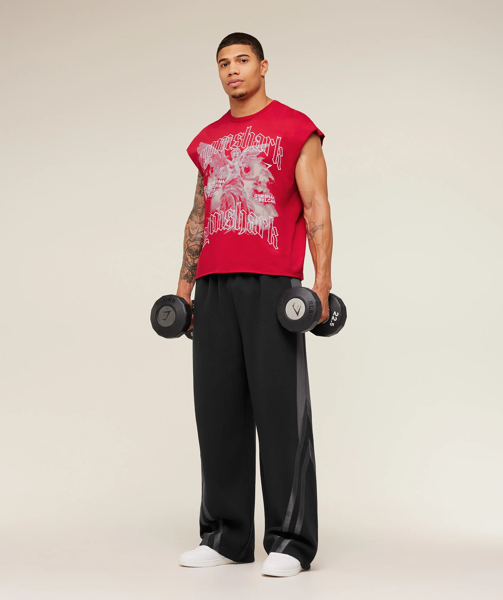Gymshark x Carlos Belcast Cut off Tee - Carmine Red - Image 4
