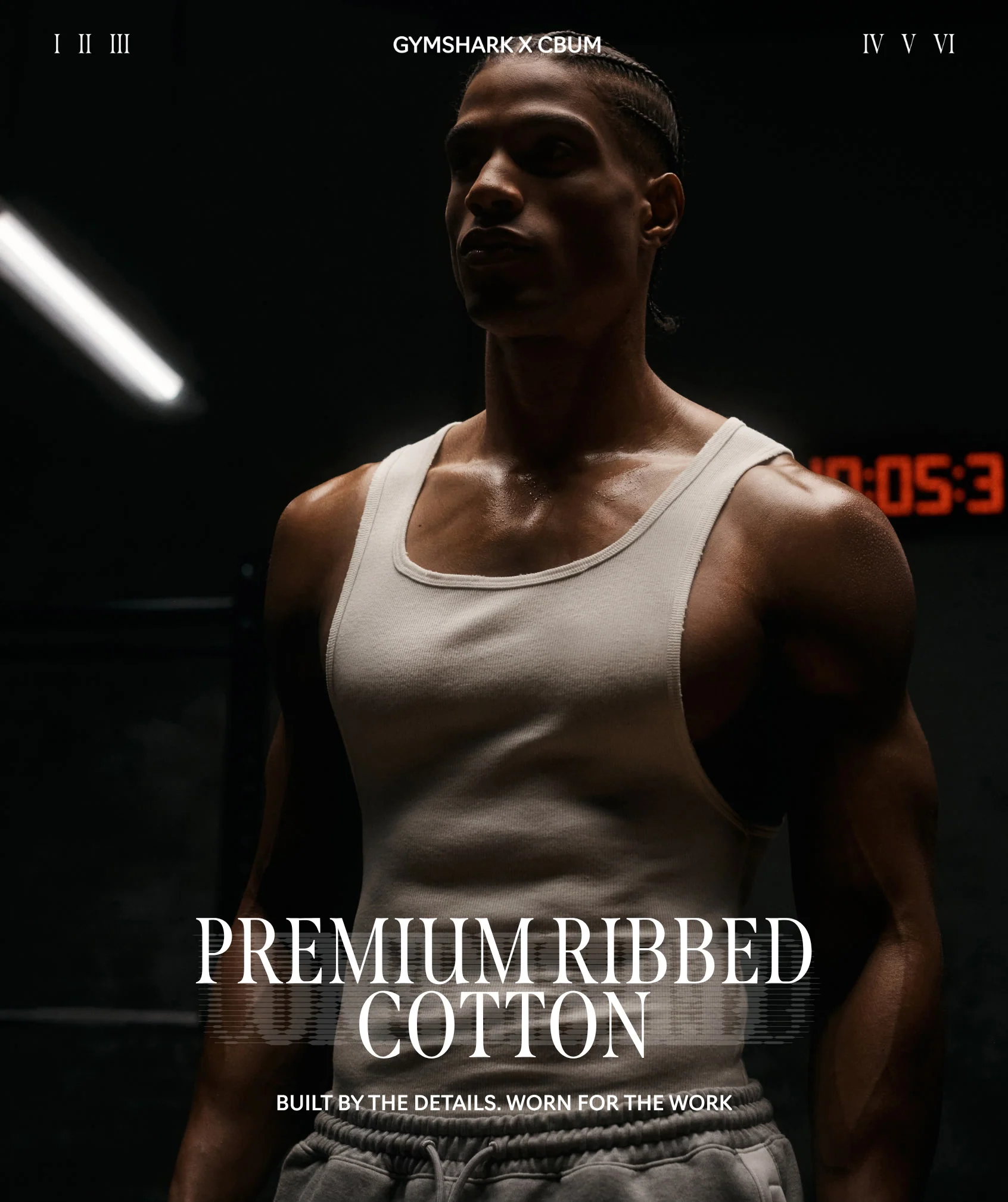 Gymshark x CBUM Ribbed Tank - Bros Stone Grey Marl - Image 2