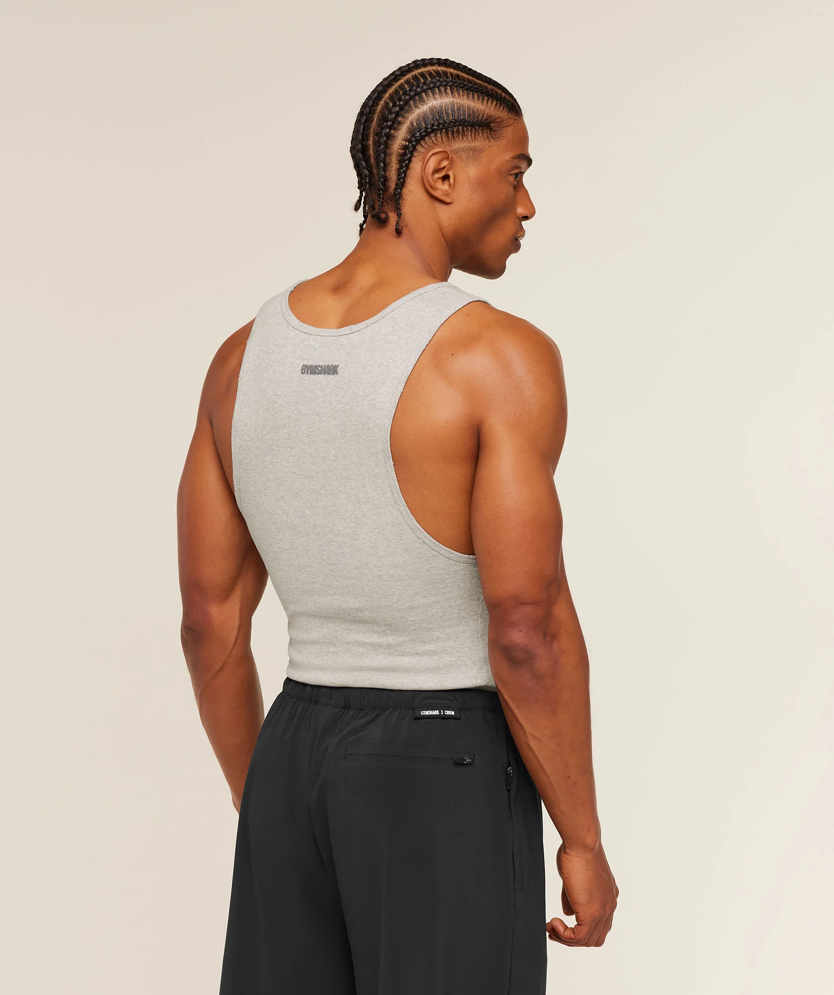 Gymshark x CBUM Ribbed Tank - Bros Stone Grey Marl - Image 3