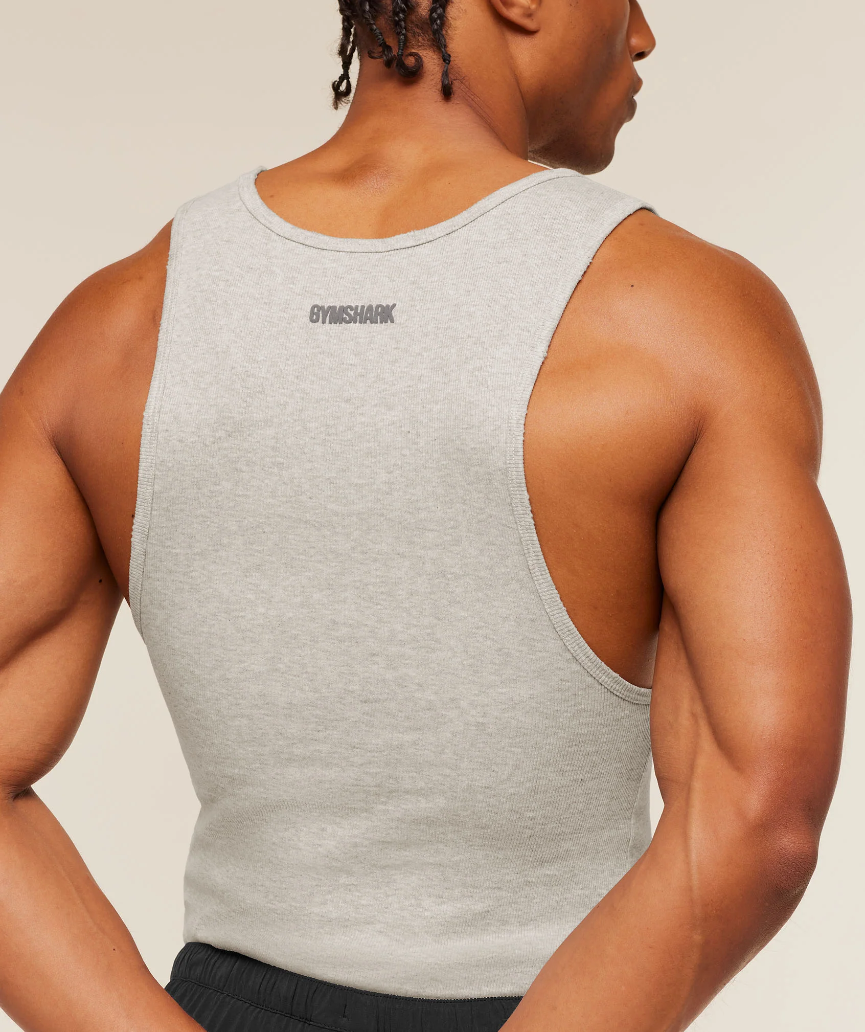 Gymshark x CBUM Ribbed Tank - Bros Stone Grey Marl - Image 6