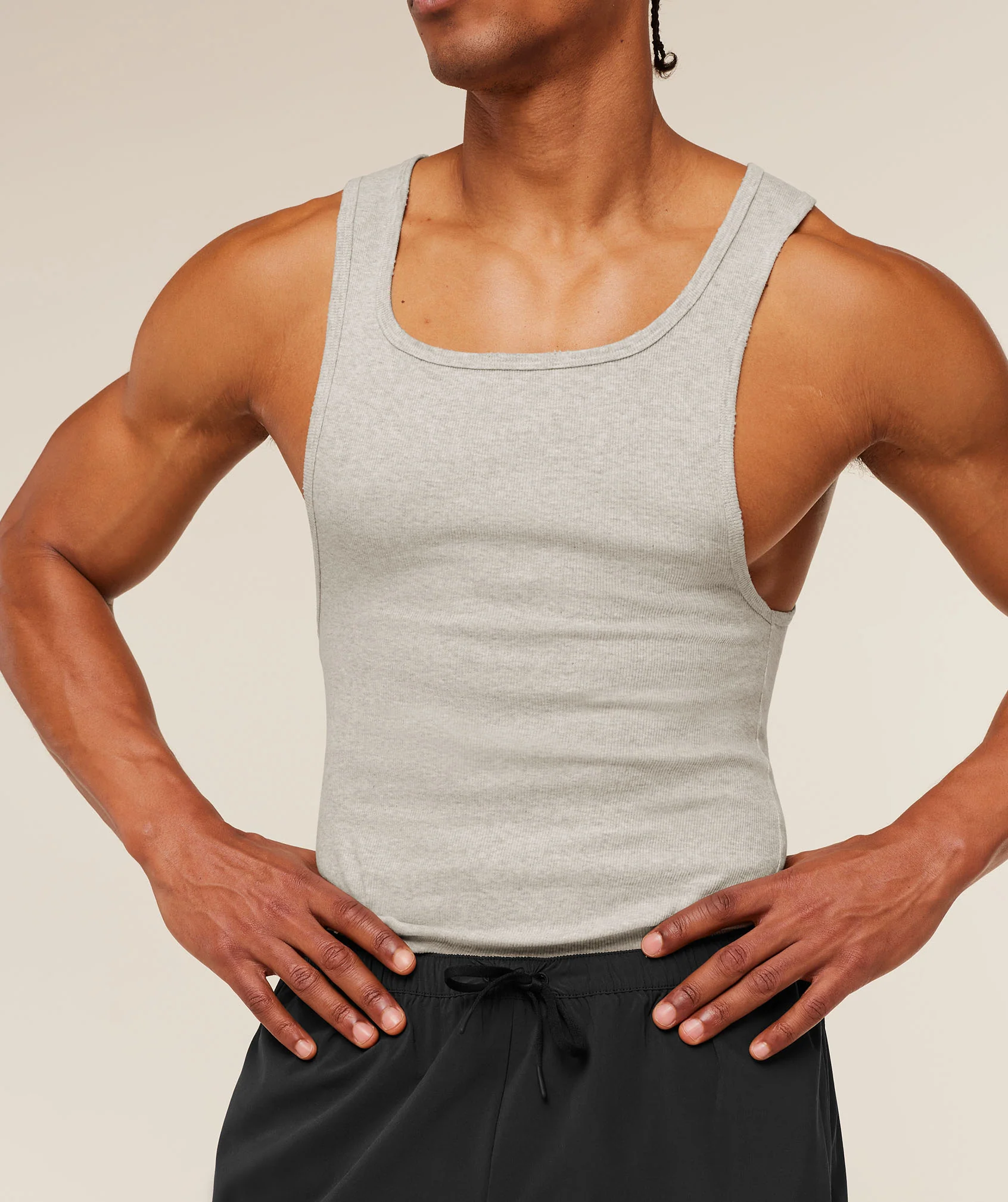 Gymshark x CBUM Ribbed Tank - Bros Stone Grey Marl - Image 7