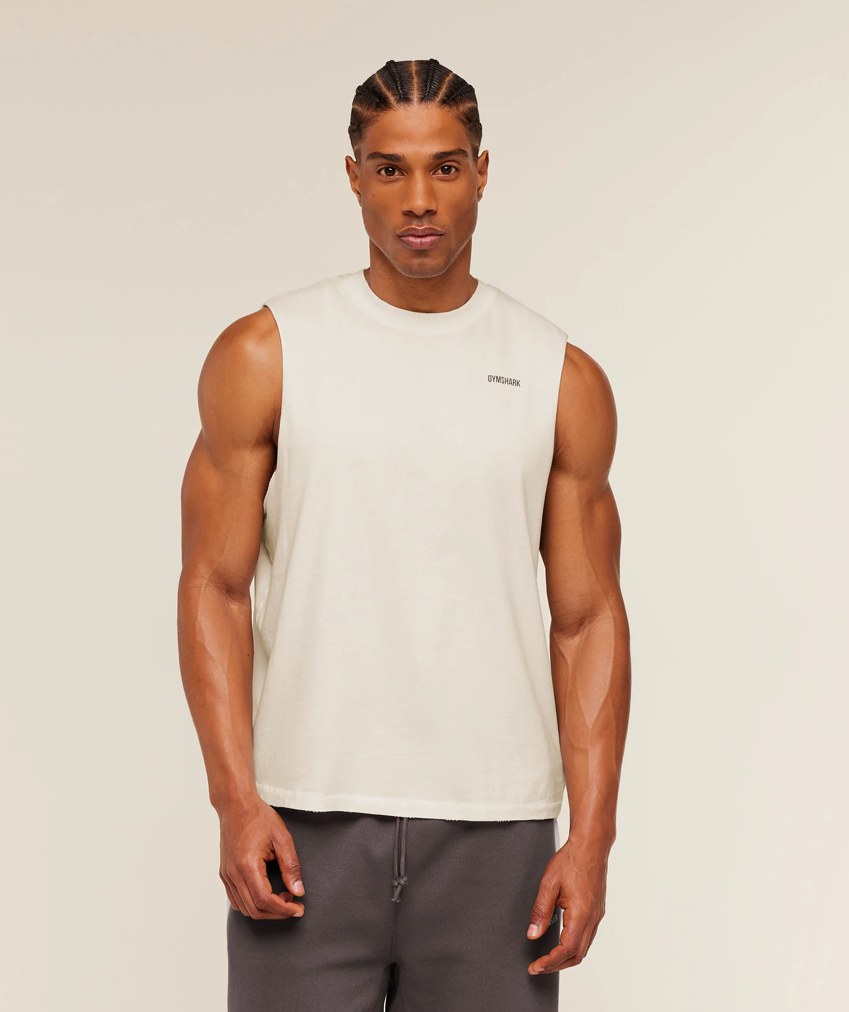 Gymshark x CBUM Washed Sleeveless T-Shirt - Soft White - Image 3