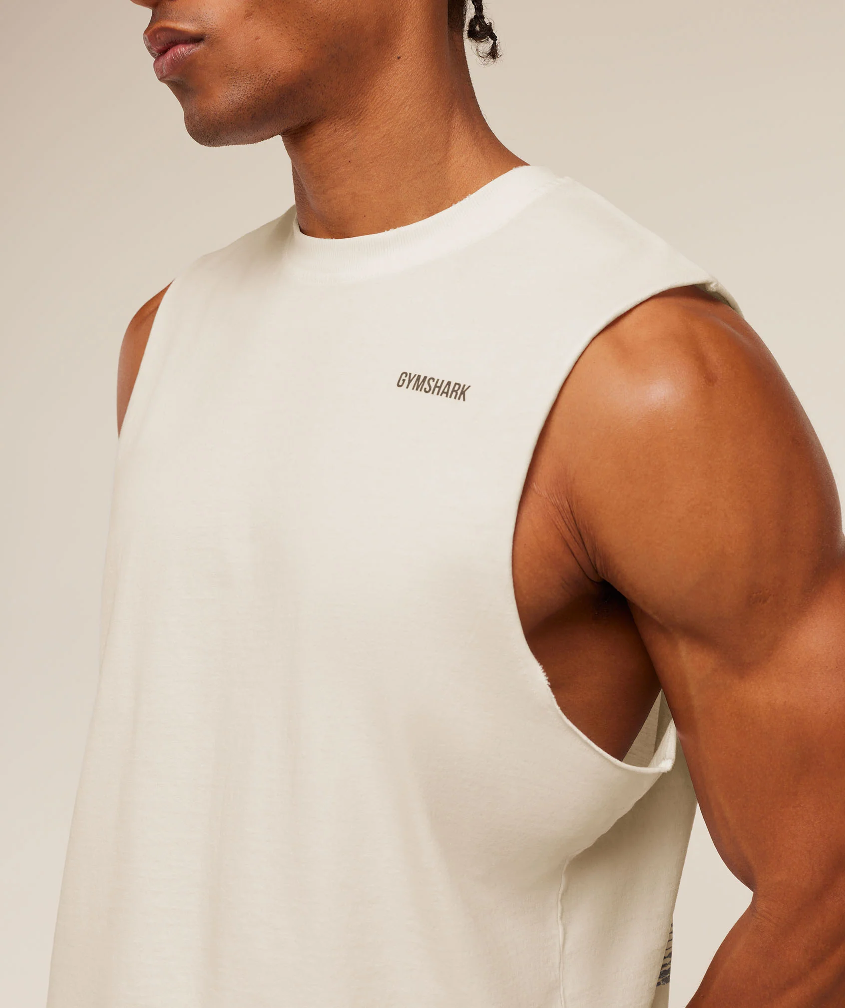 Gymshark x CBUM Washed Sleeveless T-Shirt - Soft White - Image 8