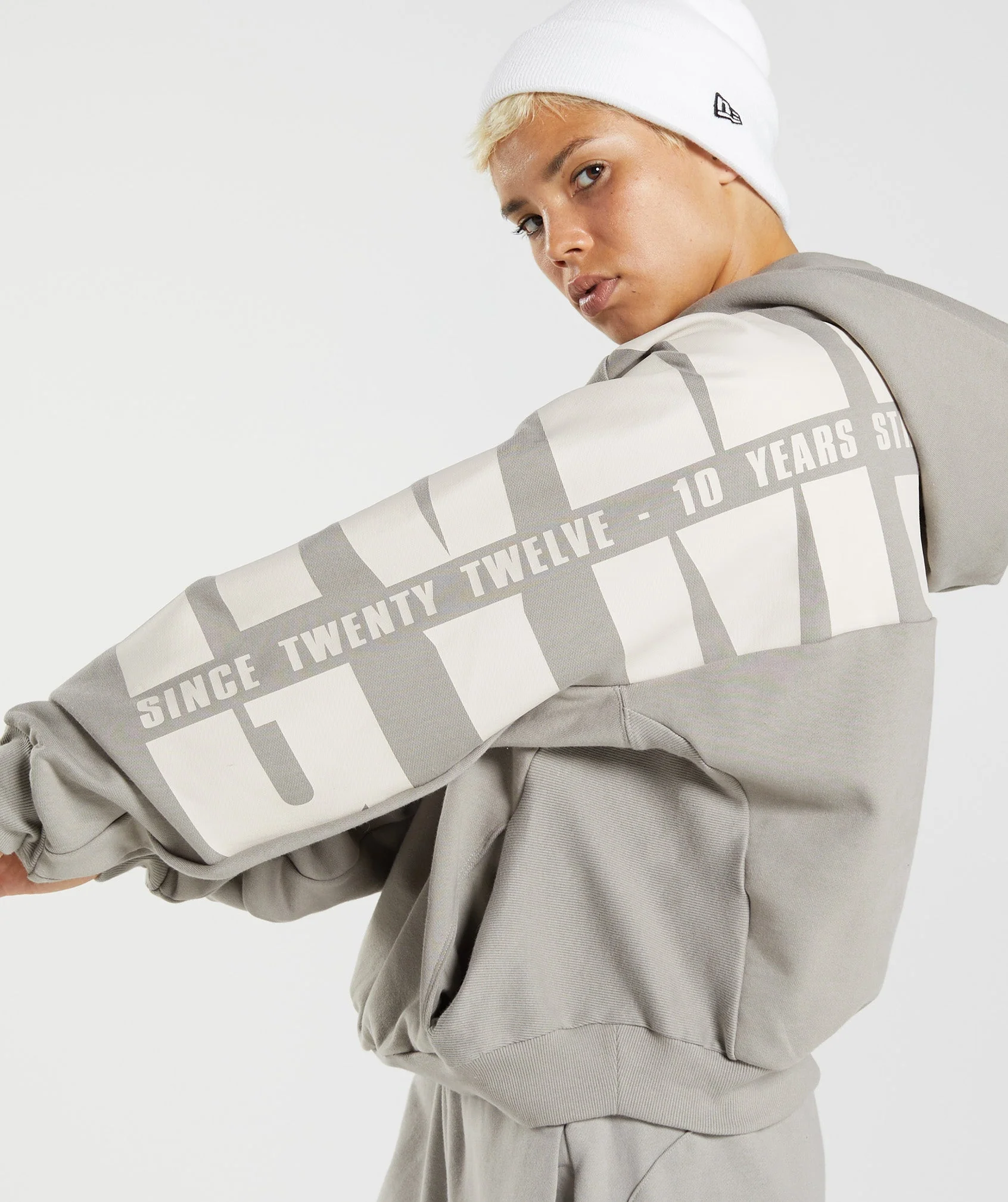 Gymshark GS10 Year Hoodie - Ecru Brown - Image 3