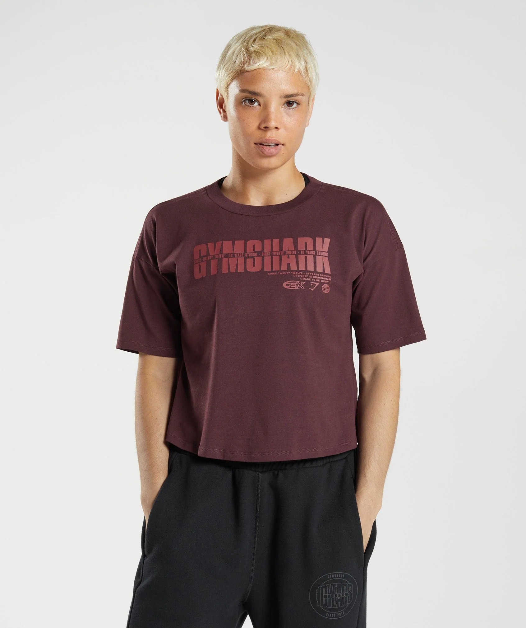 Gymshark GS10 Year Midi Top - Baked Maroon