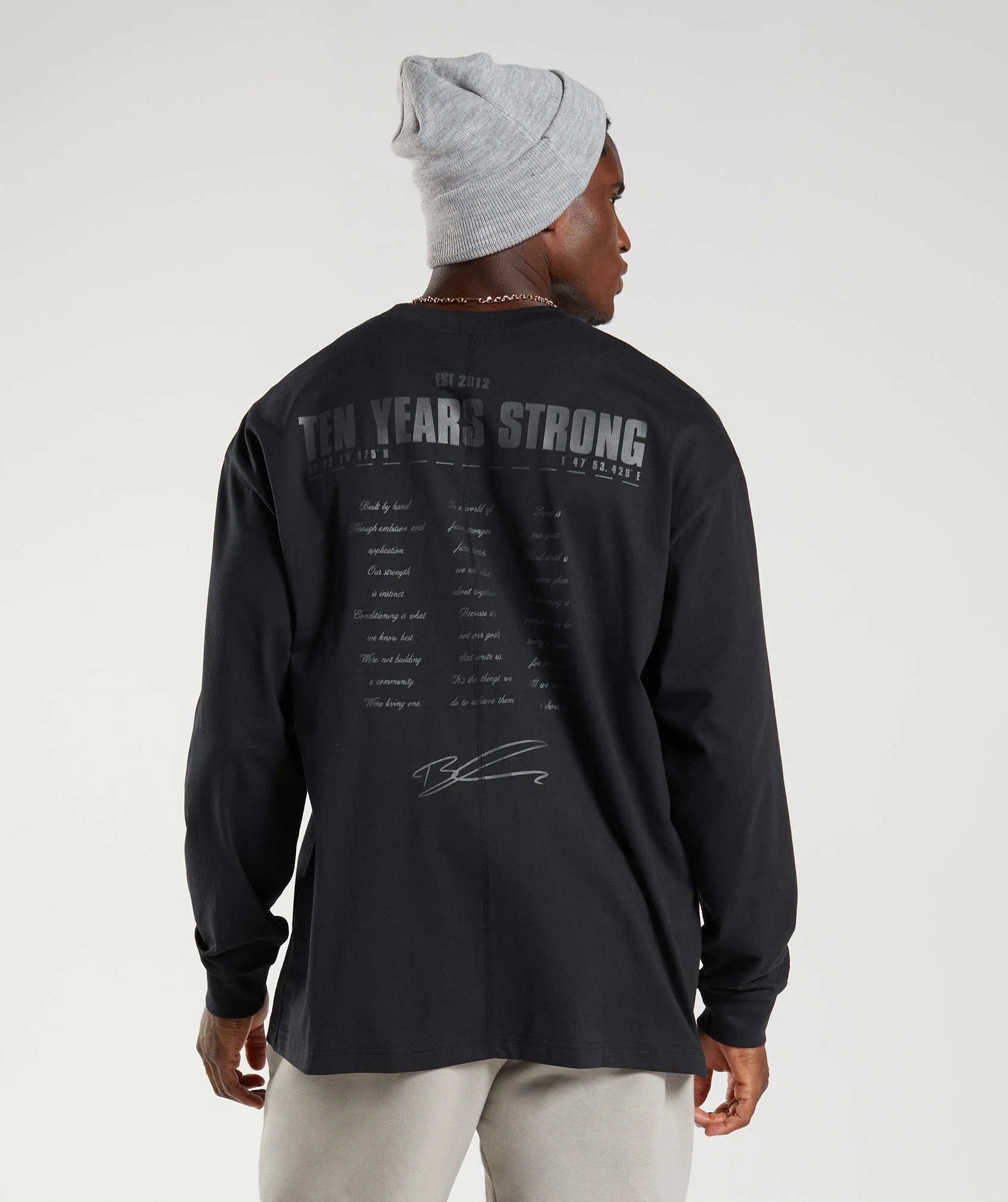 Gymshark GS10 Year Oversized Long Sleeve T-Shirt - Black - Image 2
