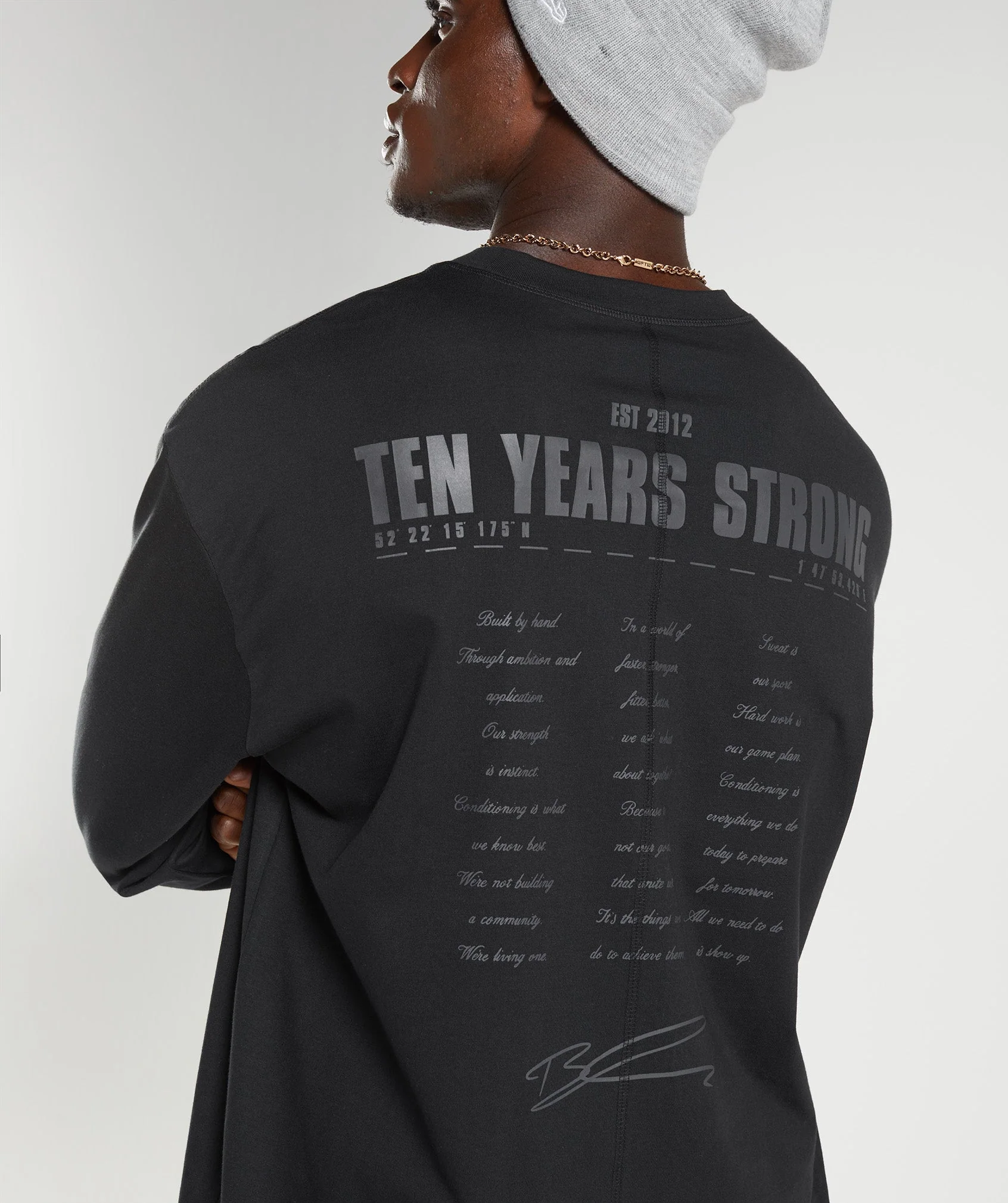 Gymshark GS10 Year Oversized Long Sleeve T-Shirt - Black - Image 5