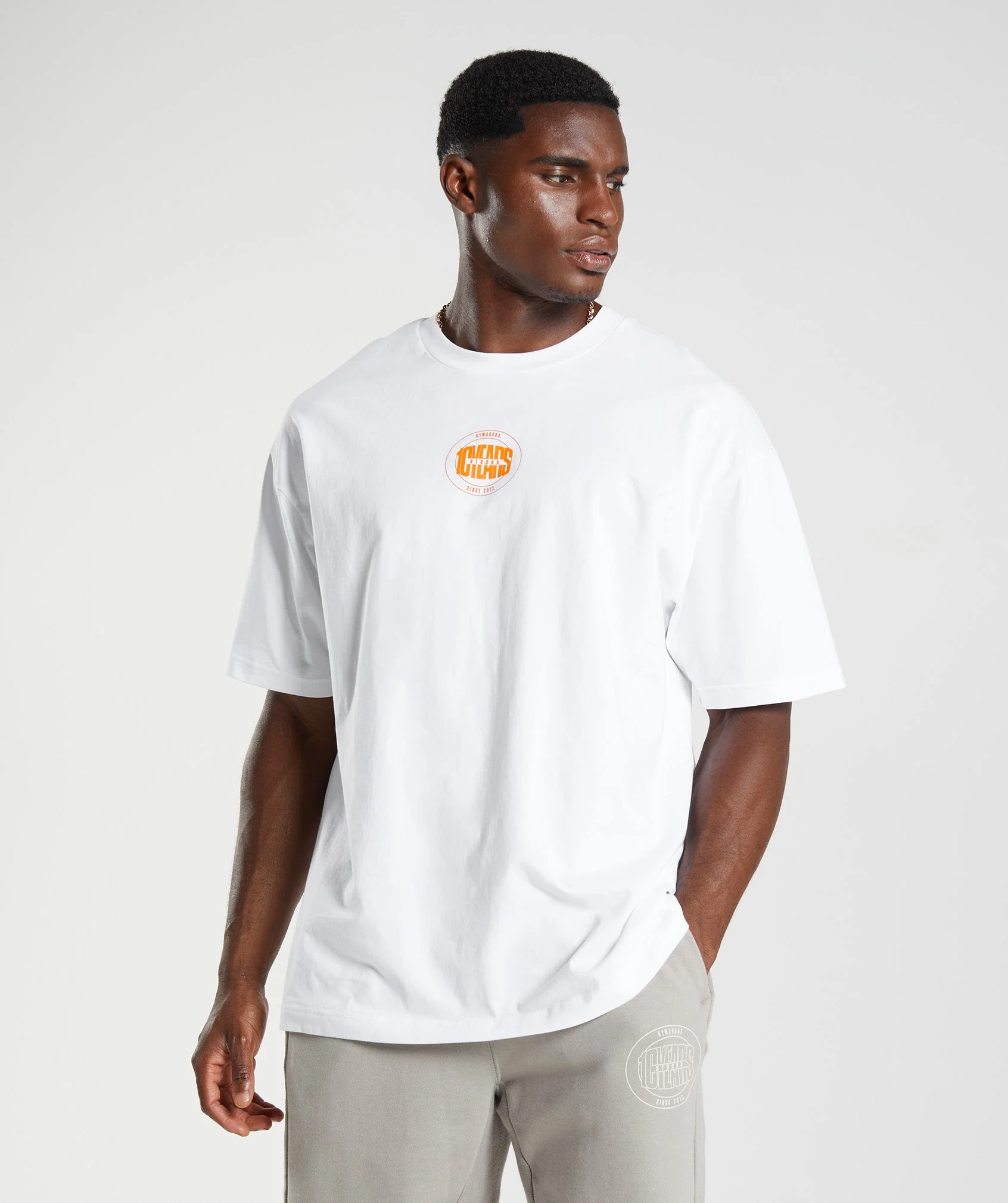 Gymshark GS10 Year Oversized T-Shirt - White - Image 2