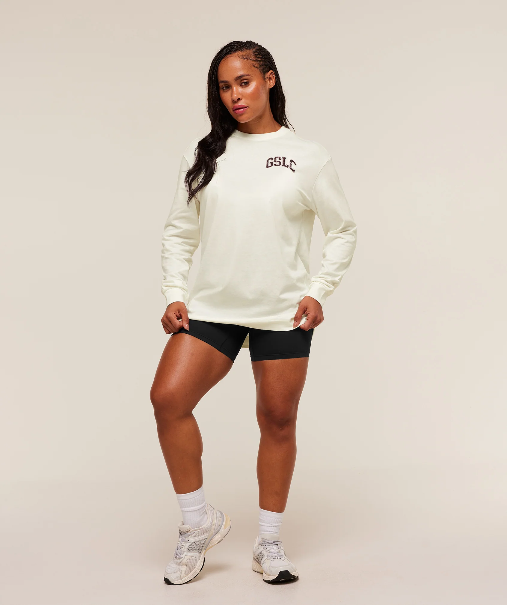 Gymshark GSLC Graphic Oversized Long Sleeve Top - Soft White - Image 6