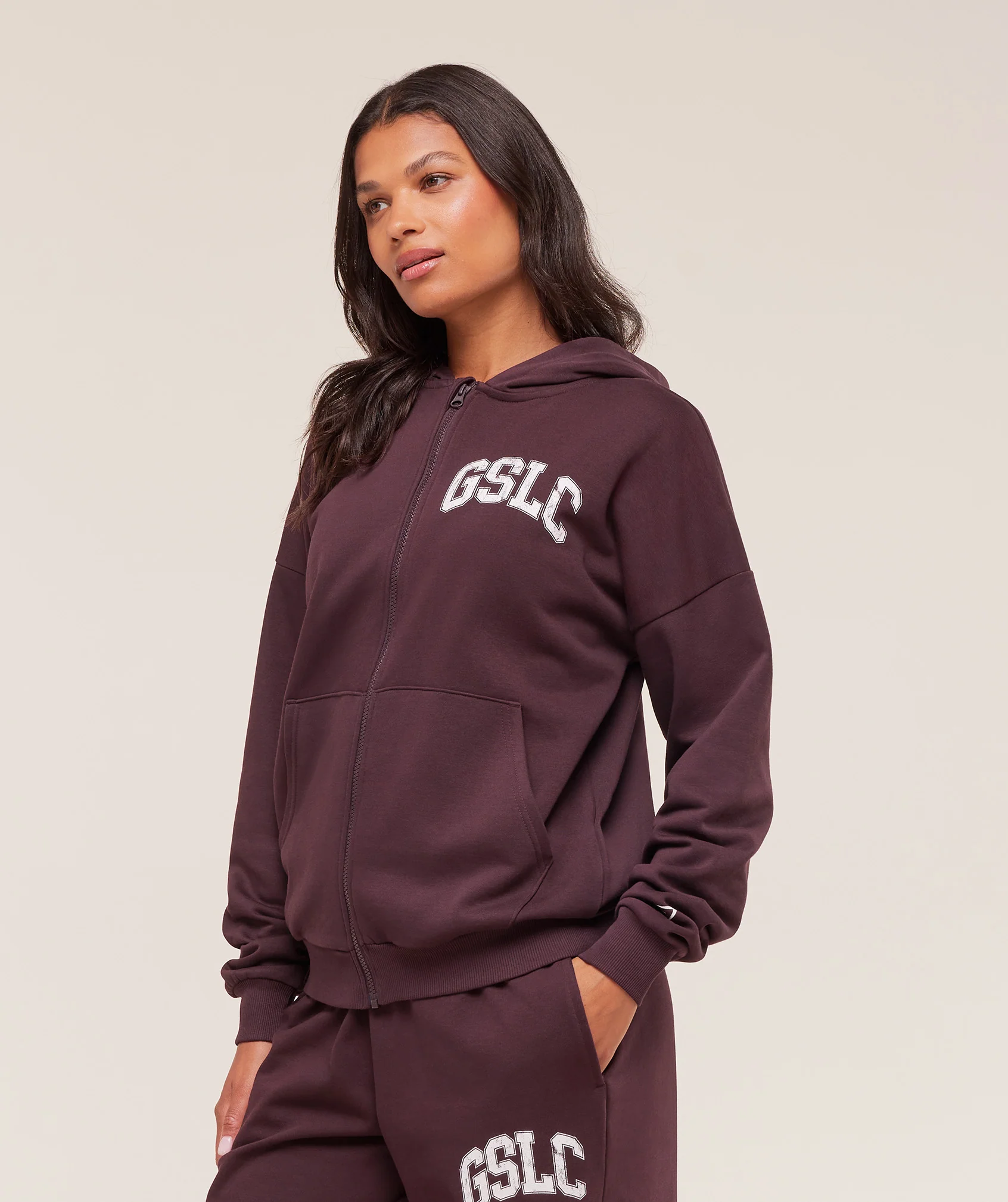 Gymshark GSLC Graphic Zip Up Hoodie - Cherry Purple - Image 3