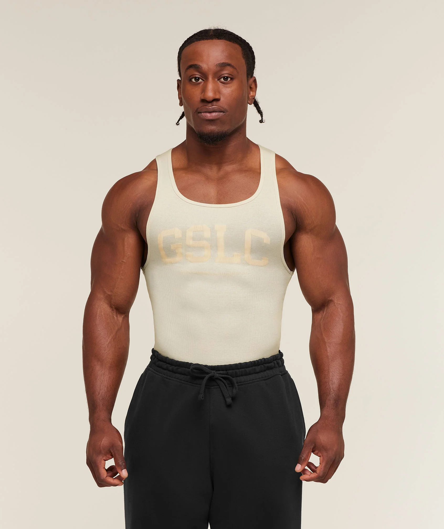Gymshark GSLC Ribbed Tank - Oat White