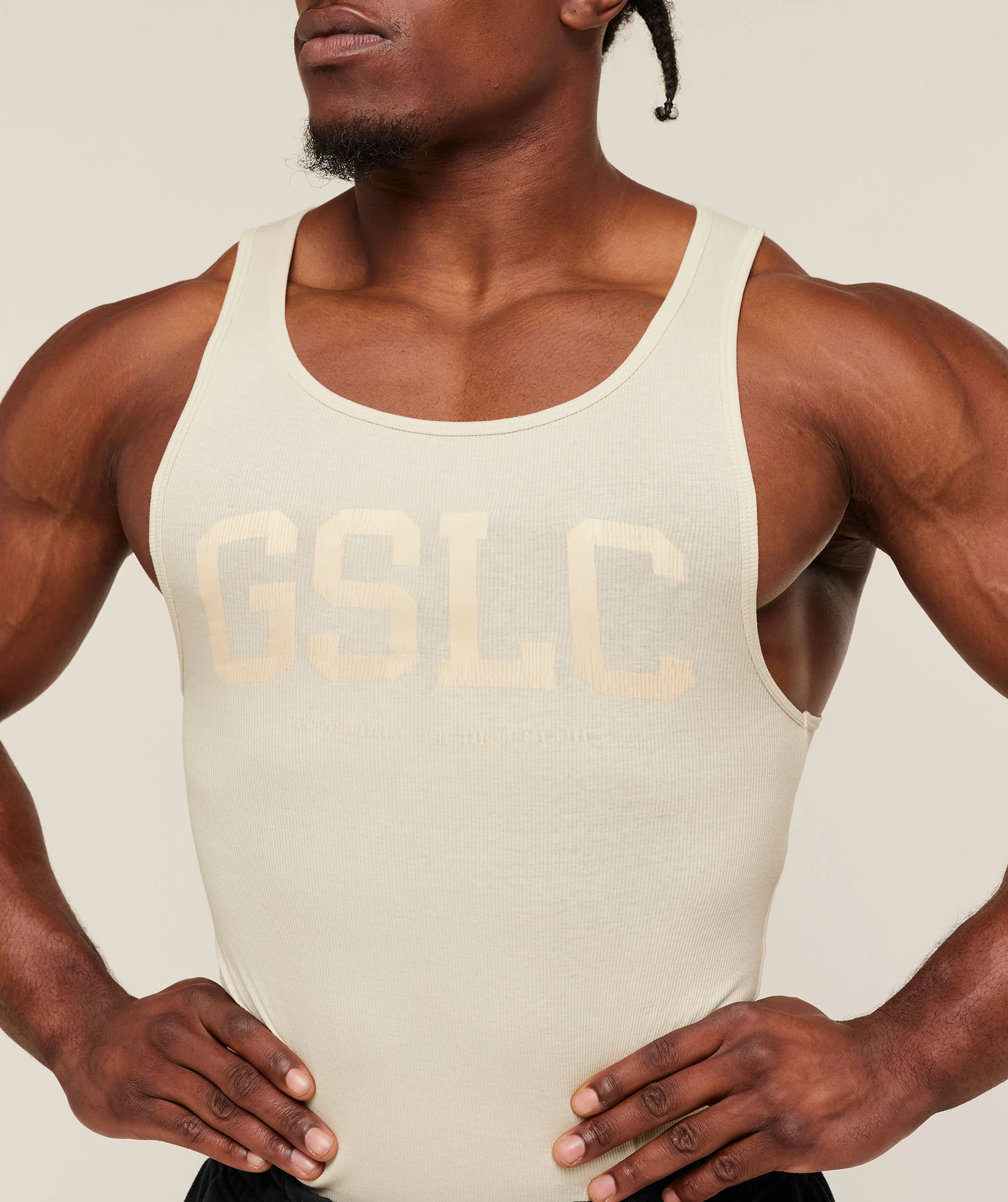 Gymshark GSLC Ribbed Tank - Oat White - Image 6