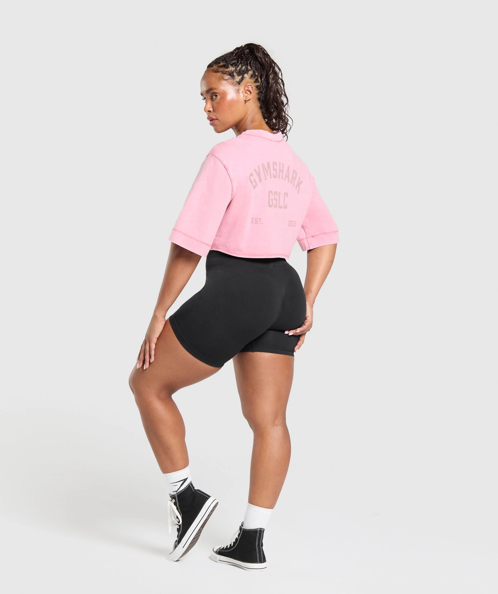 Gymshark GSLC Washed Graphic Crop Top - Sunset Pink - Image 4