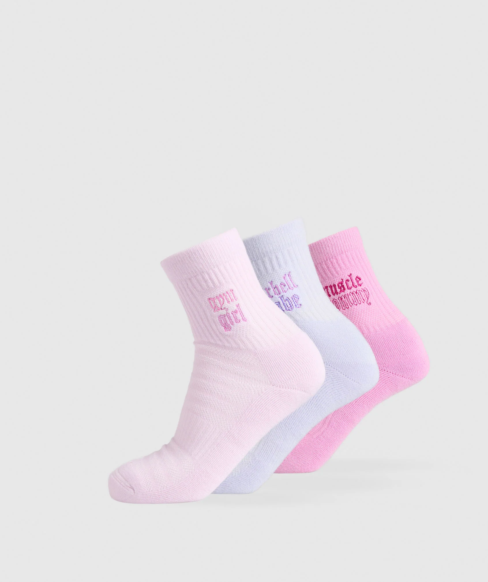 Gymshark Gym Babes Midi Sock 3pk - Sour Pink/Fresh Lilac/Ice Pink