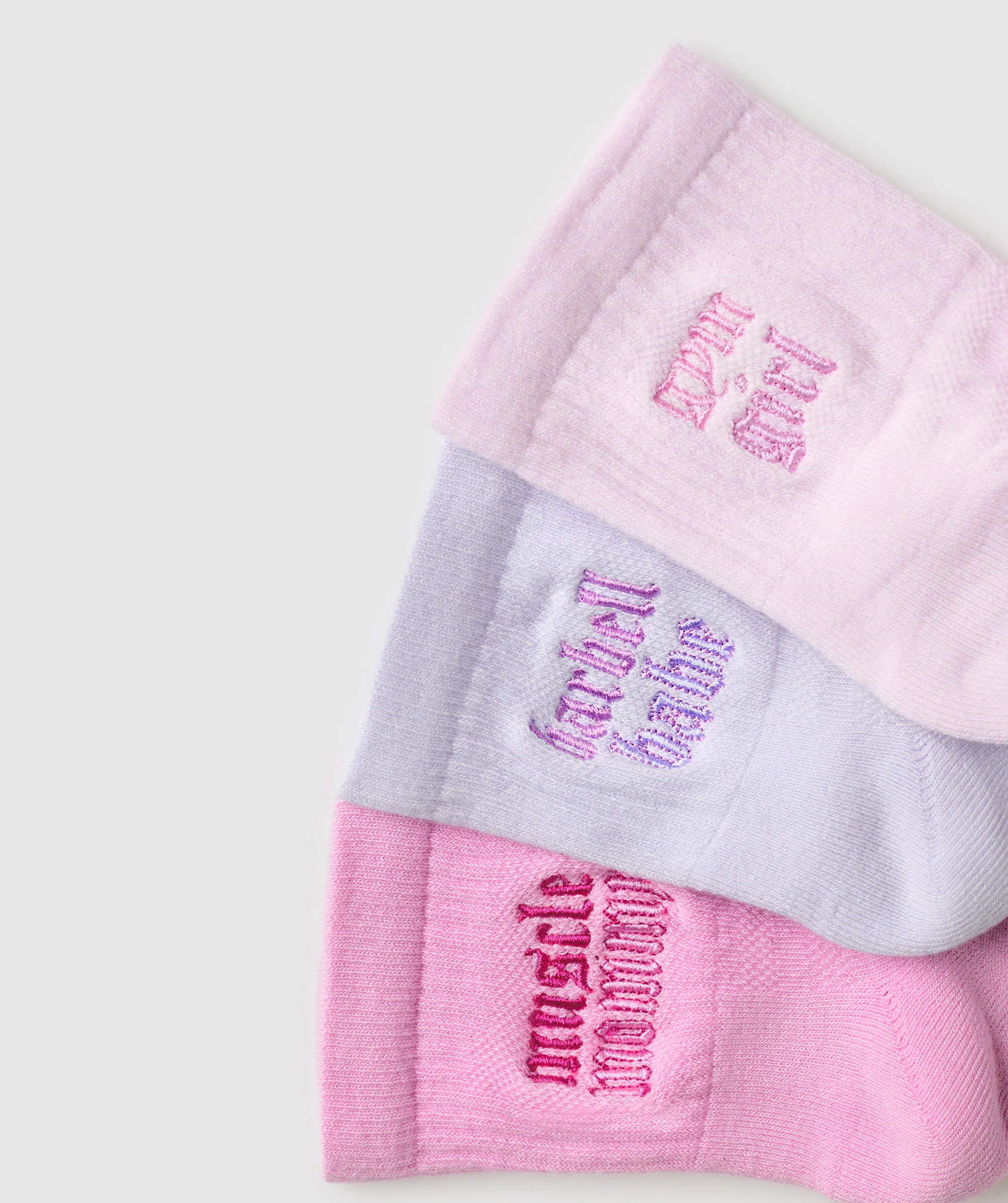 Gymshark Gym Babes Midi Sock 3pk - Sour Pink/Fresh Lilac/Ice Pink - Image 2