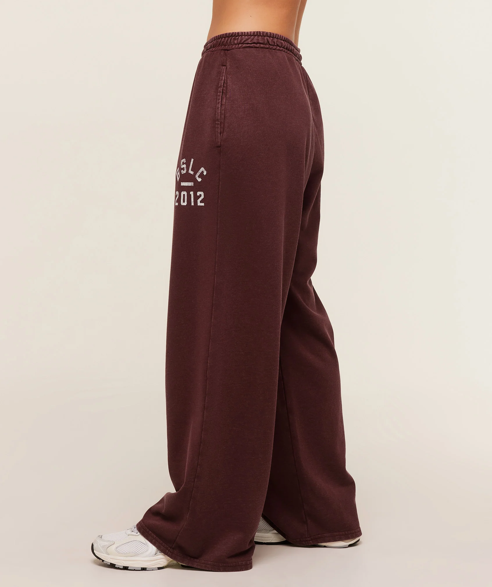 Gymshark Lifting Club 2012 Graphic Wide Leg Joggers - Rich Maroon/Wash - Image 3