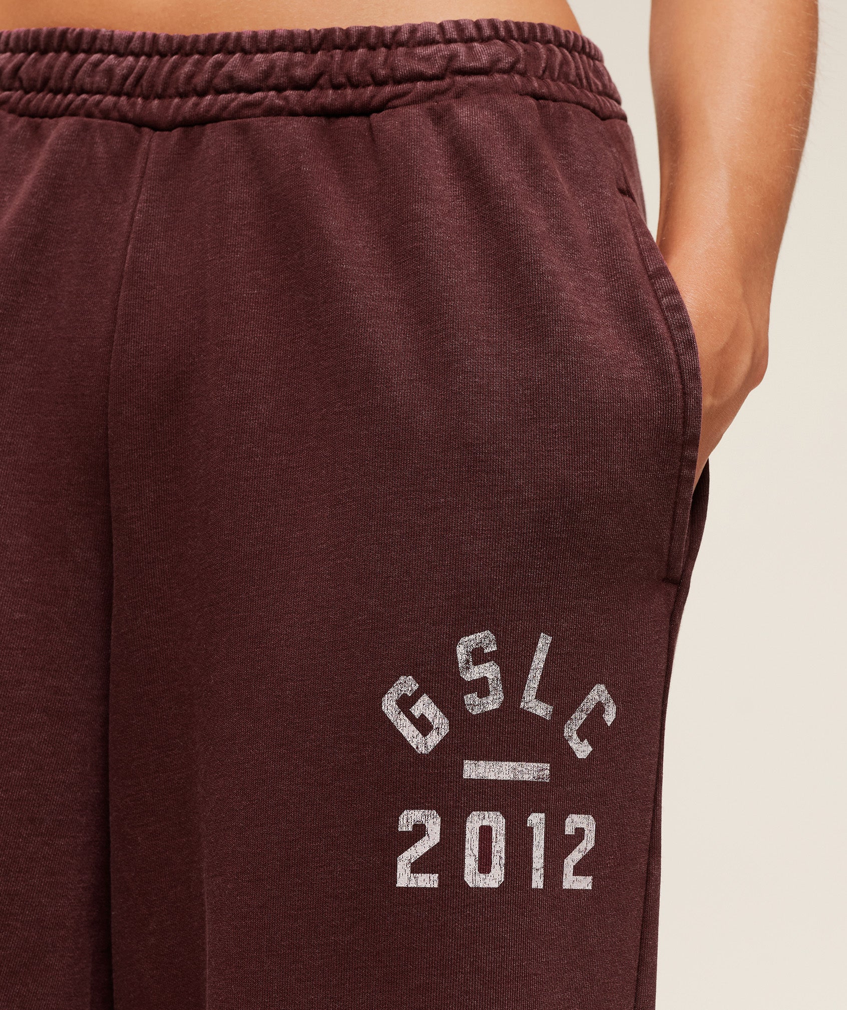Gymshark Lifting Club 2012 Graphic Wide Leg Joggers - Rich Maroon/Wash - Image 6