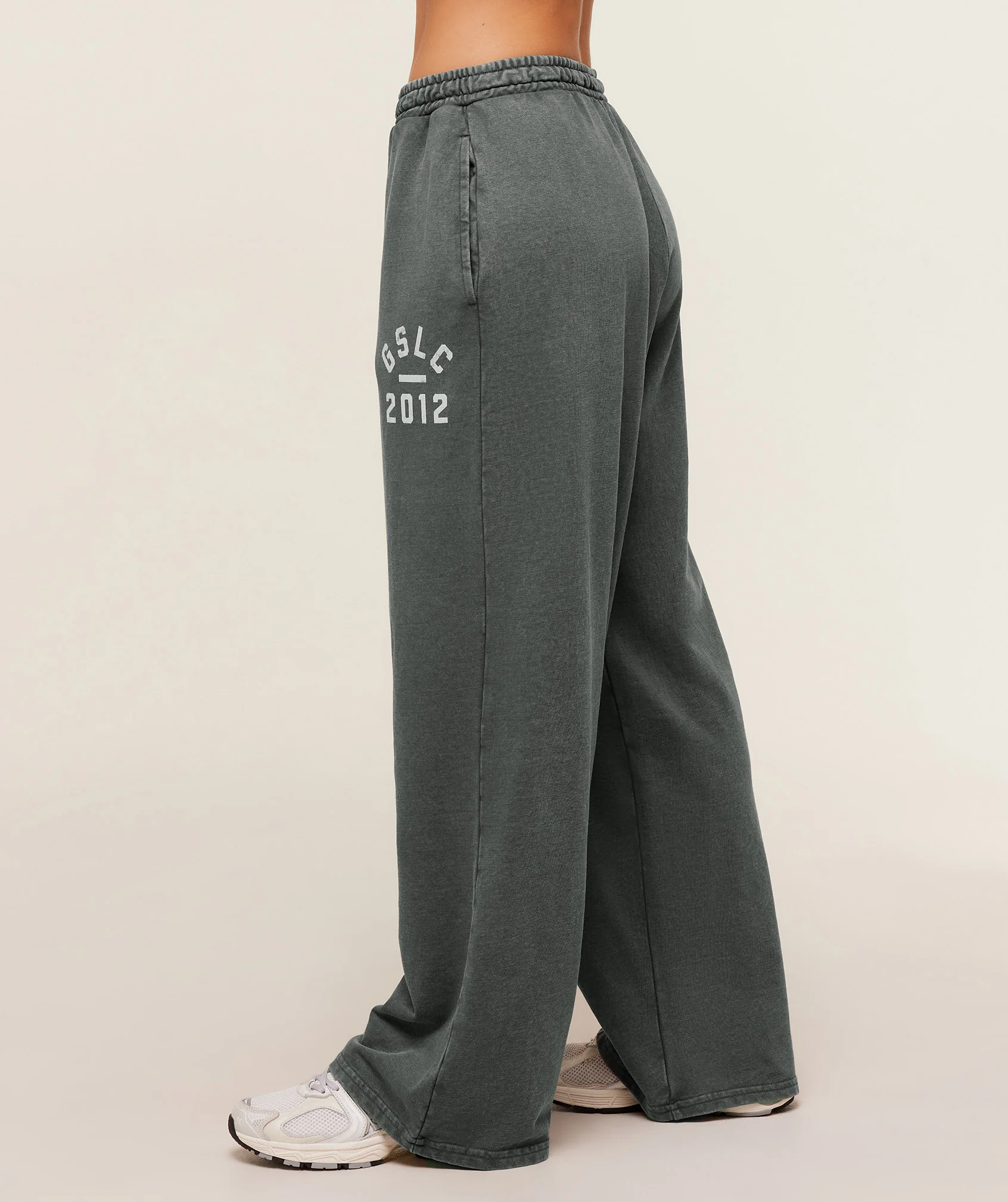 Gymshark Lifting Club 2012 Graphic Wide Leg Joggers - Slate Teal/Wash - Image 3