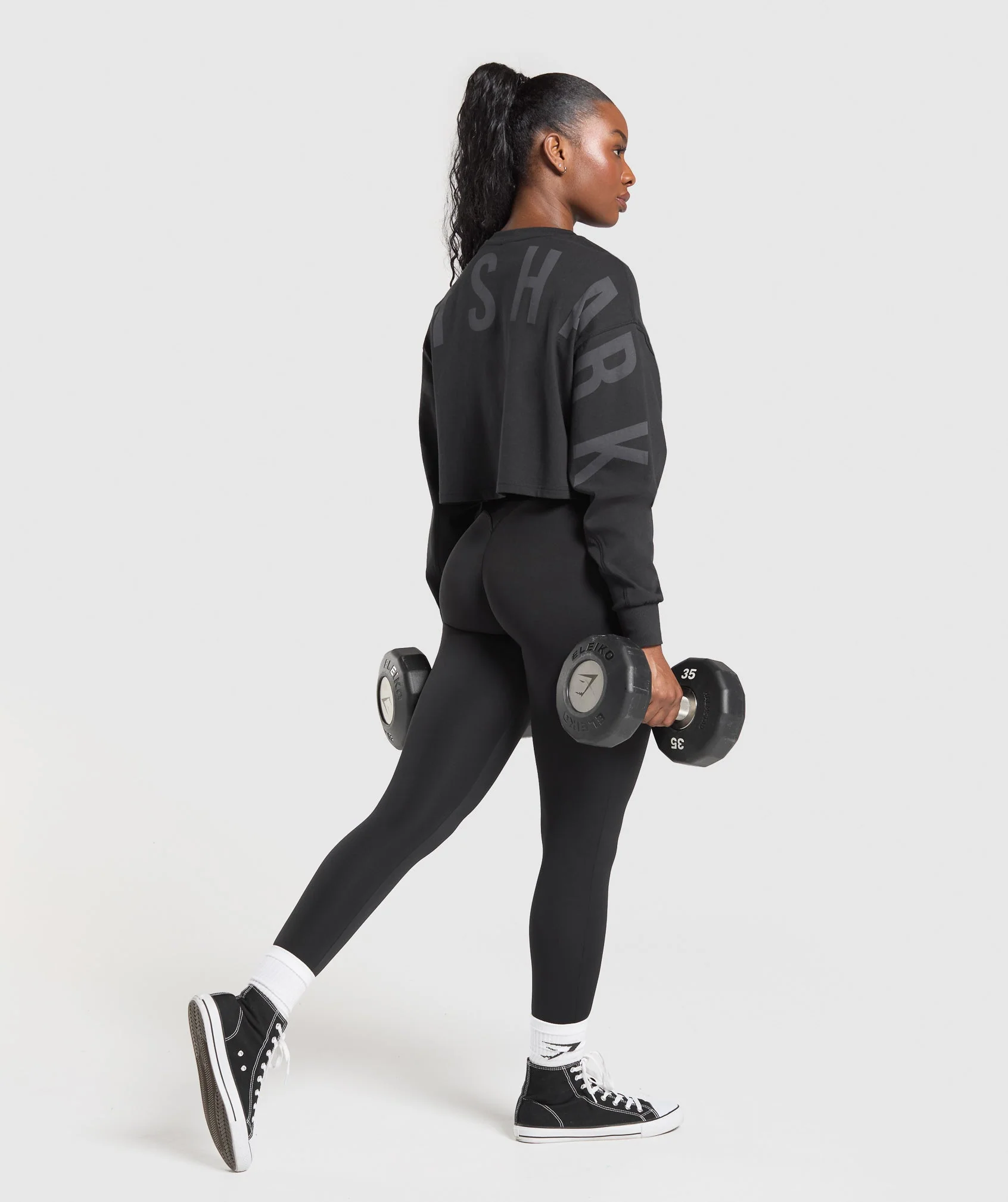 Gymshark Wordmark Graphic Long Sleeve Top - Black - Image 3