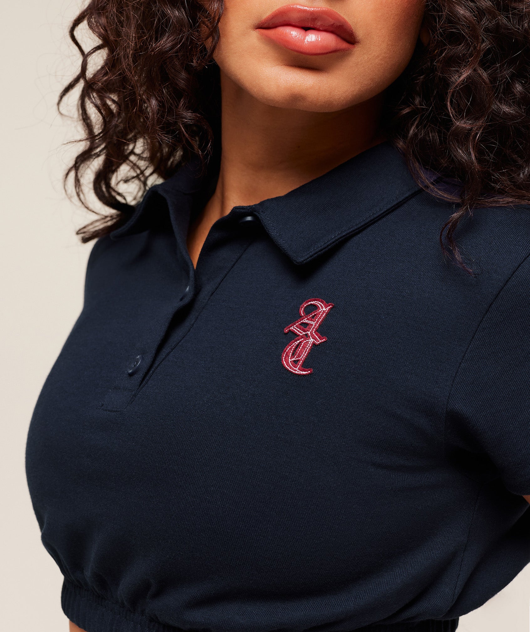 Gymshark x Analis Cropped Polo - Midnight Blue - Image 4
