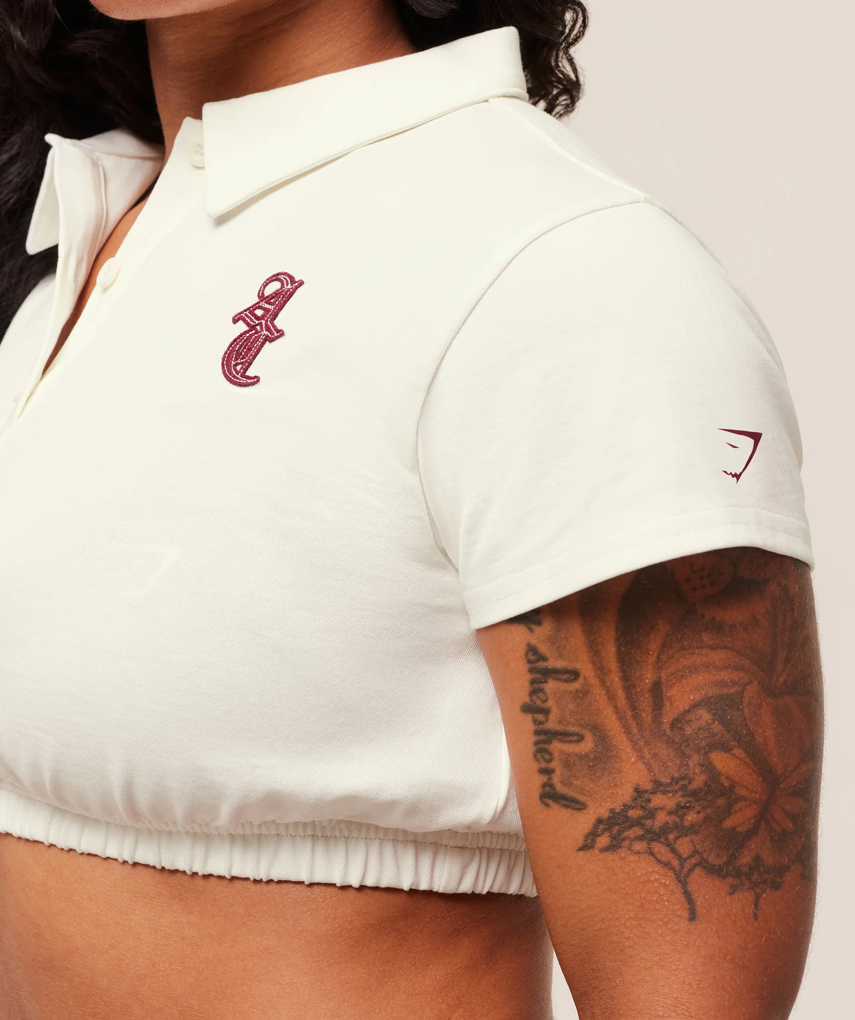 Gymshark x Analis Cropped Polo - Soft White - Image 4