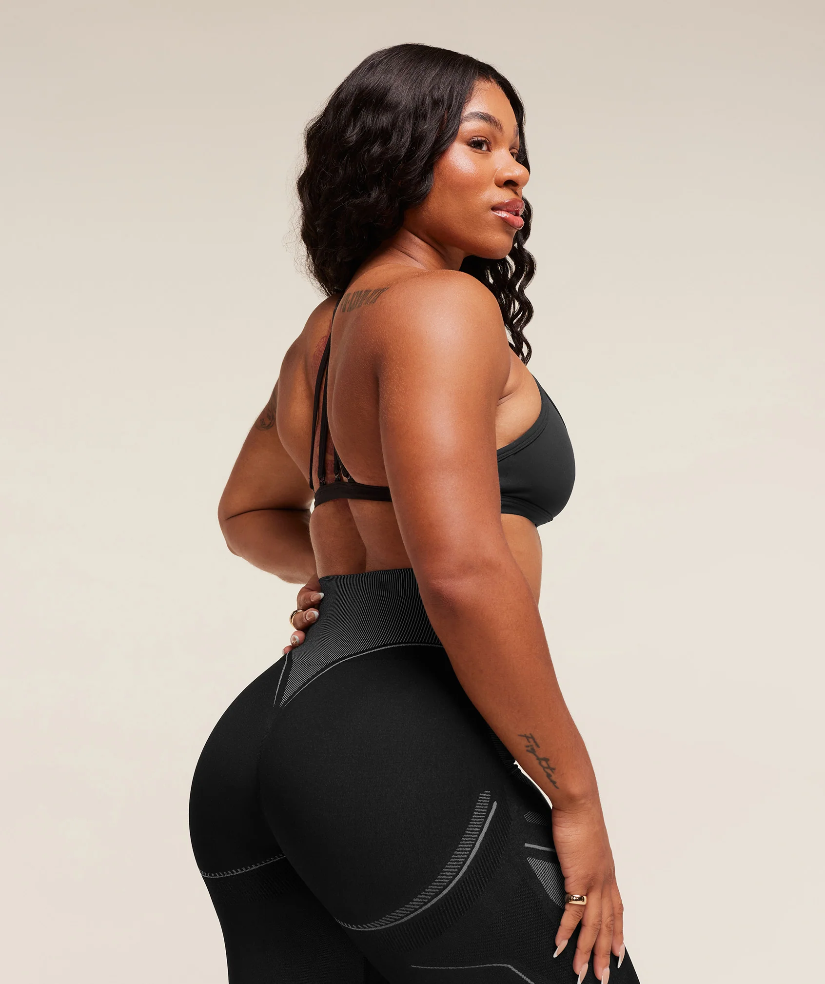 Gymshark x Analis Seamless Leggings - Black/Silver Grey - Image 4