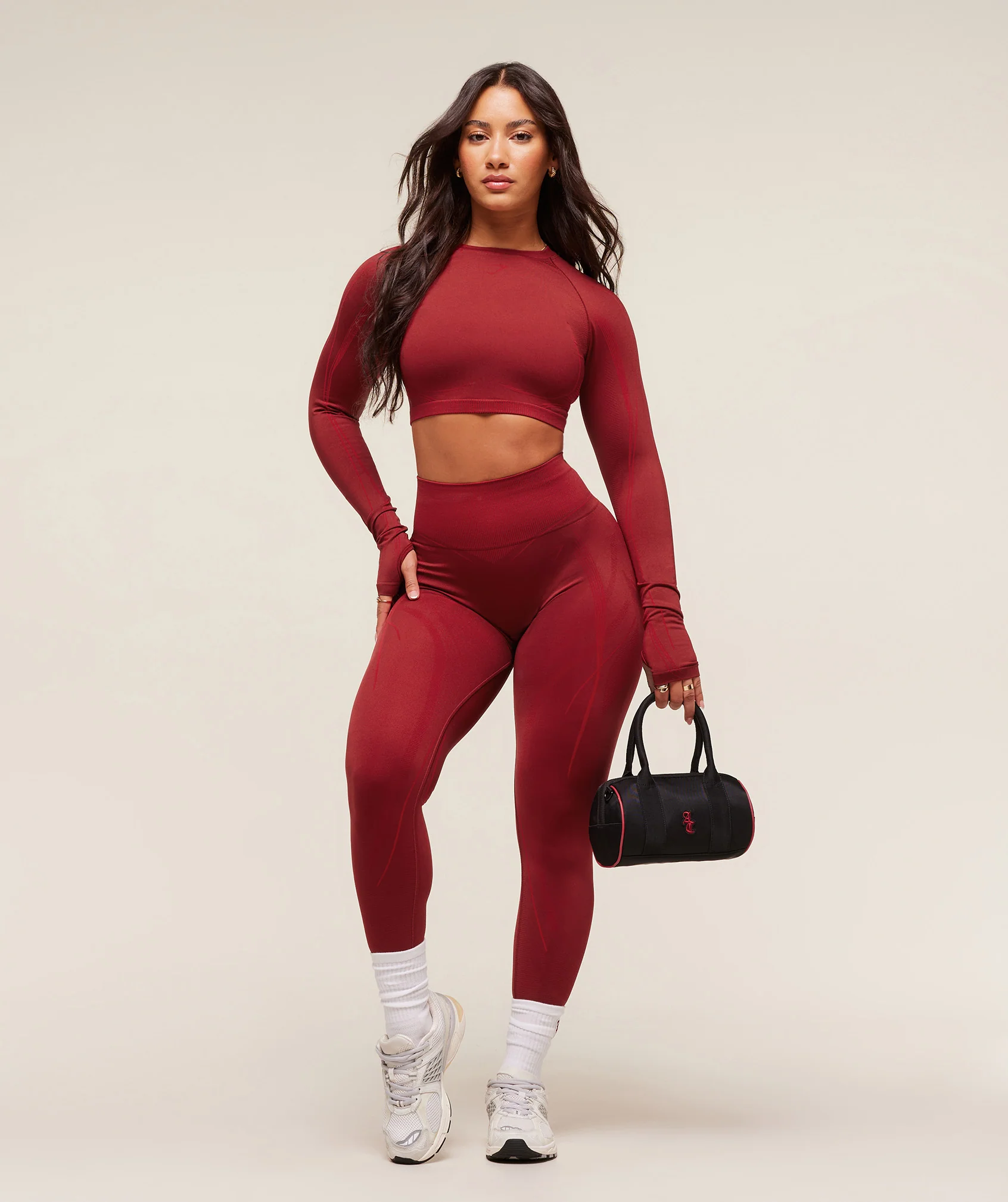 Gymshark x Analis Seamless Long Sleeve Crop Top - Reps Red/Carmine Red - Image 6