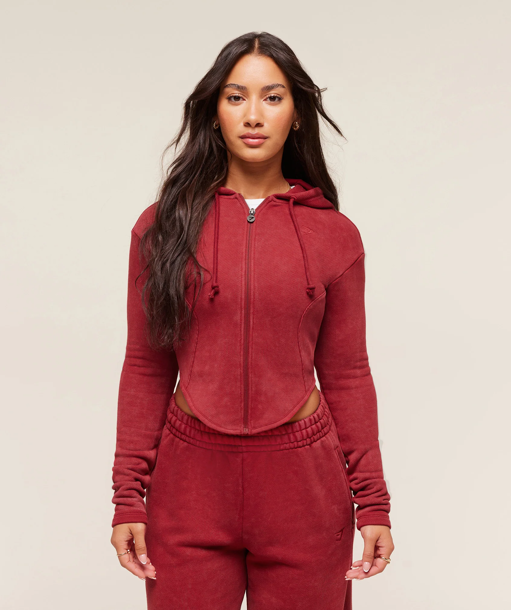 Gymshark x Analis Zip Up Hoodie - Reps Red/Wash