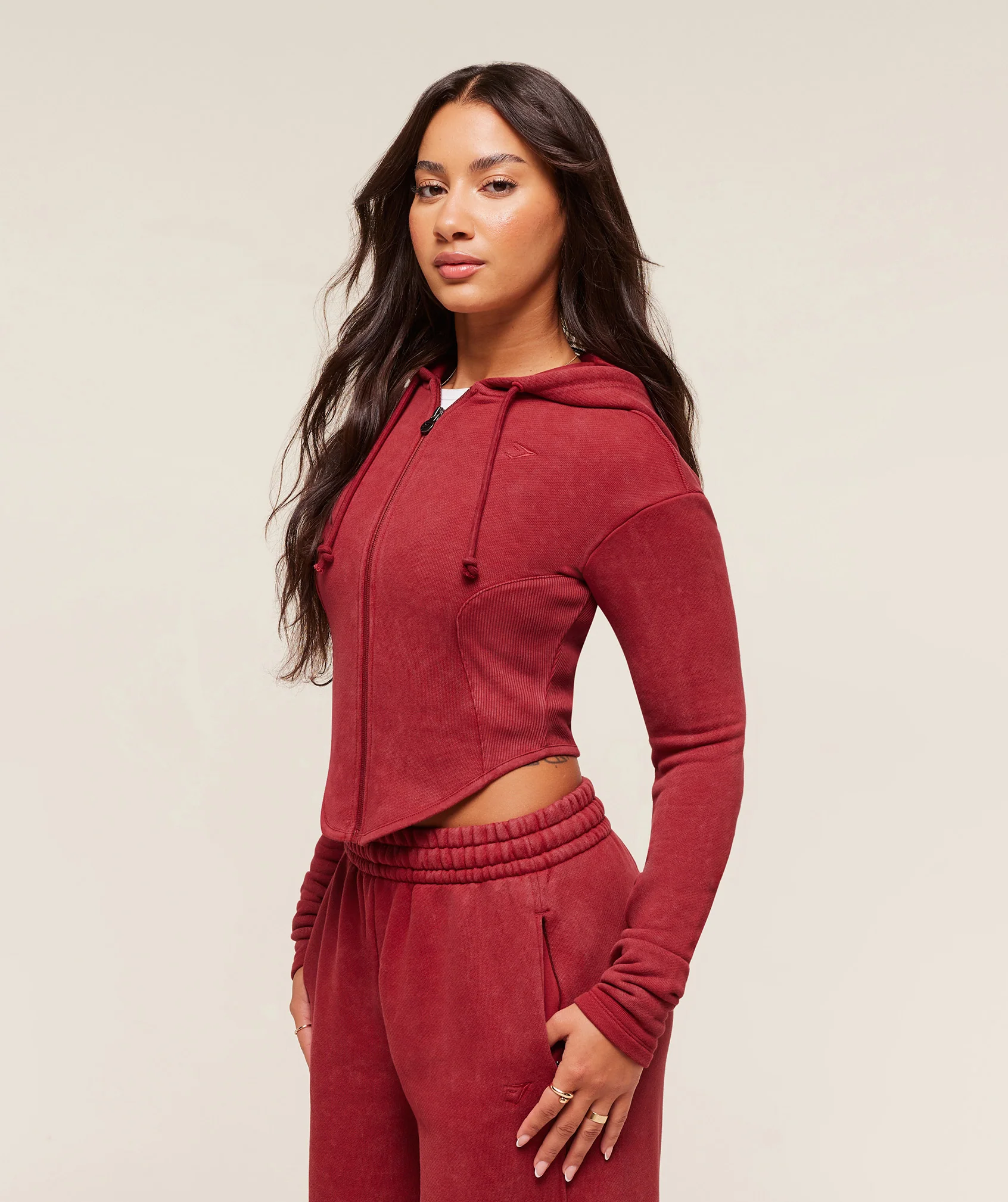 Gymshark x Analis Zip Up Hoodie - Reps Red/Wash - Image 4