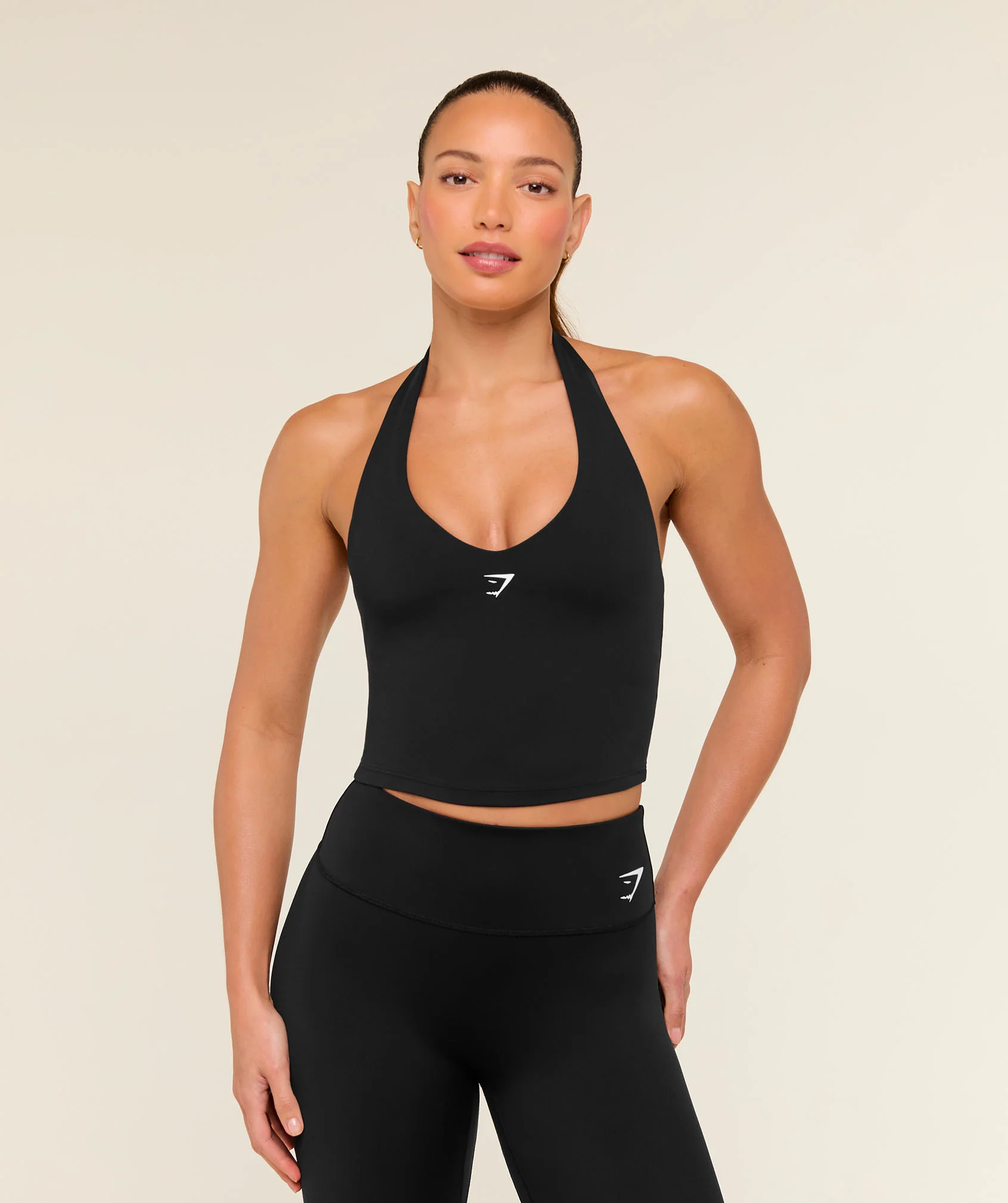 Gymshark Halter Neck Cami with Shelf - Black