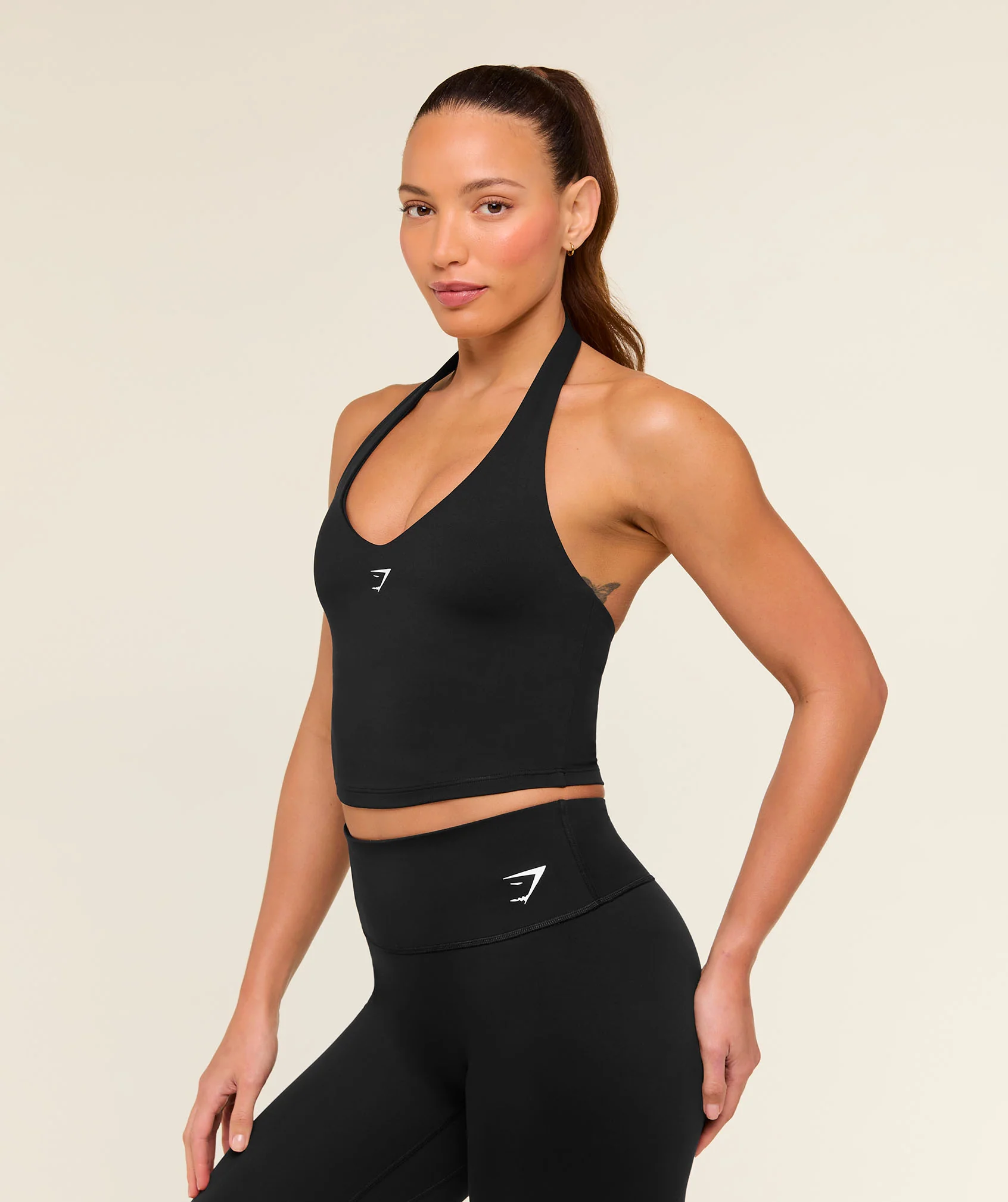 Gymshark Halter Neck Cami with Shelf - Black - Image 4