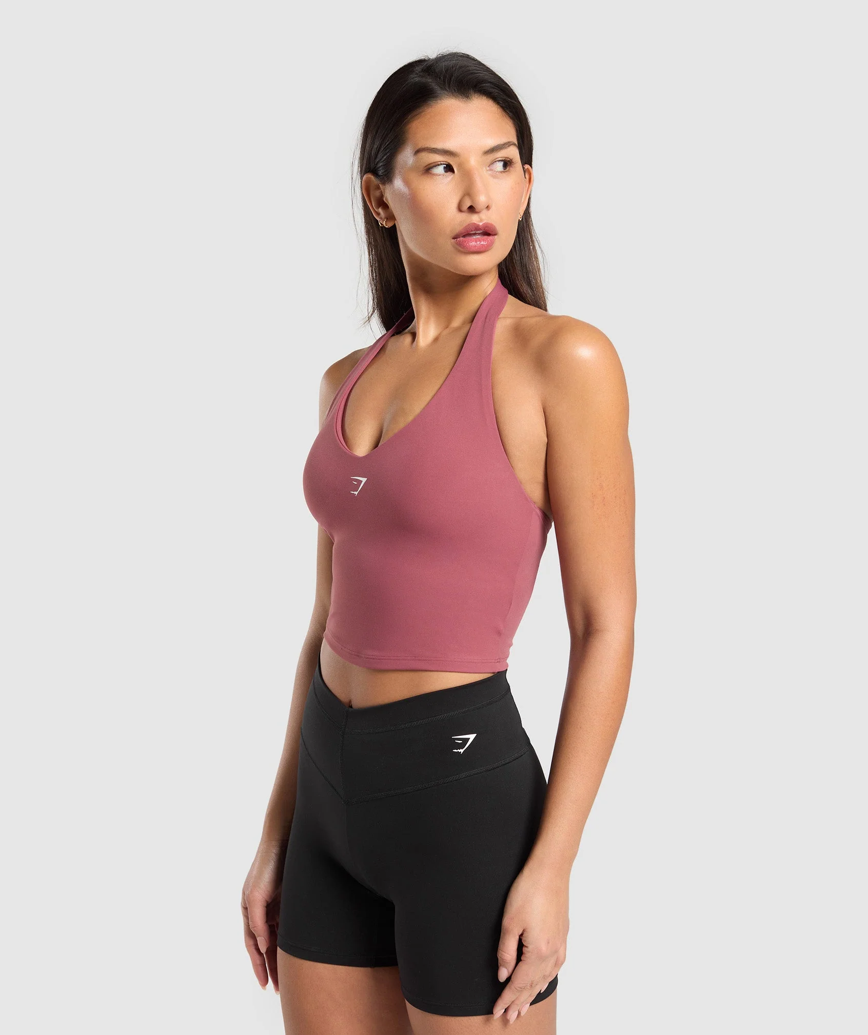 Gymshark Halter Neck Cami with Shelf - Washed Berry Pink - Image 3