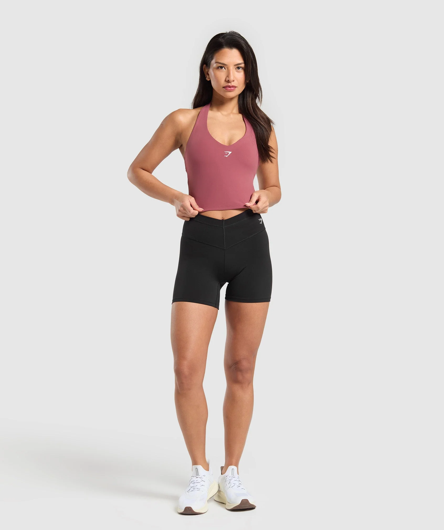 Gymshark Halter Neck Cami with Shelf - Washed Berry Pink - Image 4