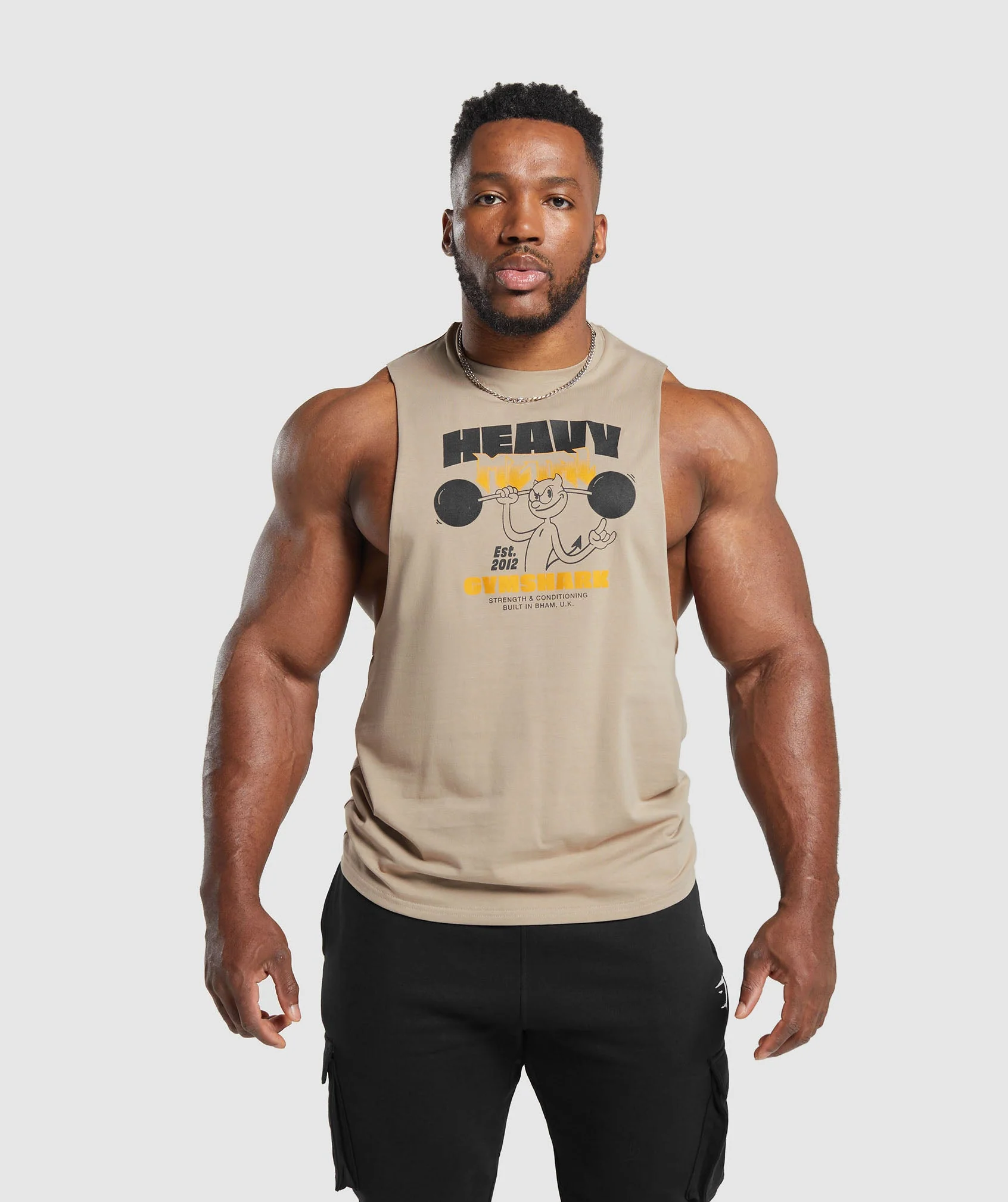 Gymshark Heavy Metal Drop Arm Tank - Brown