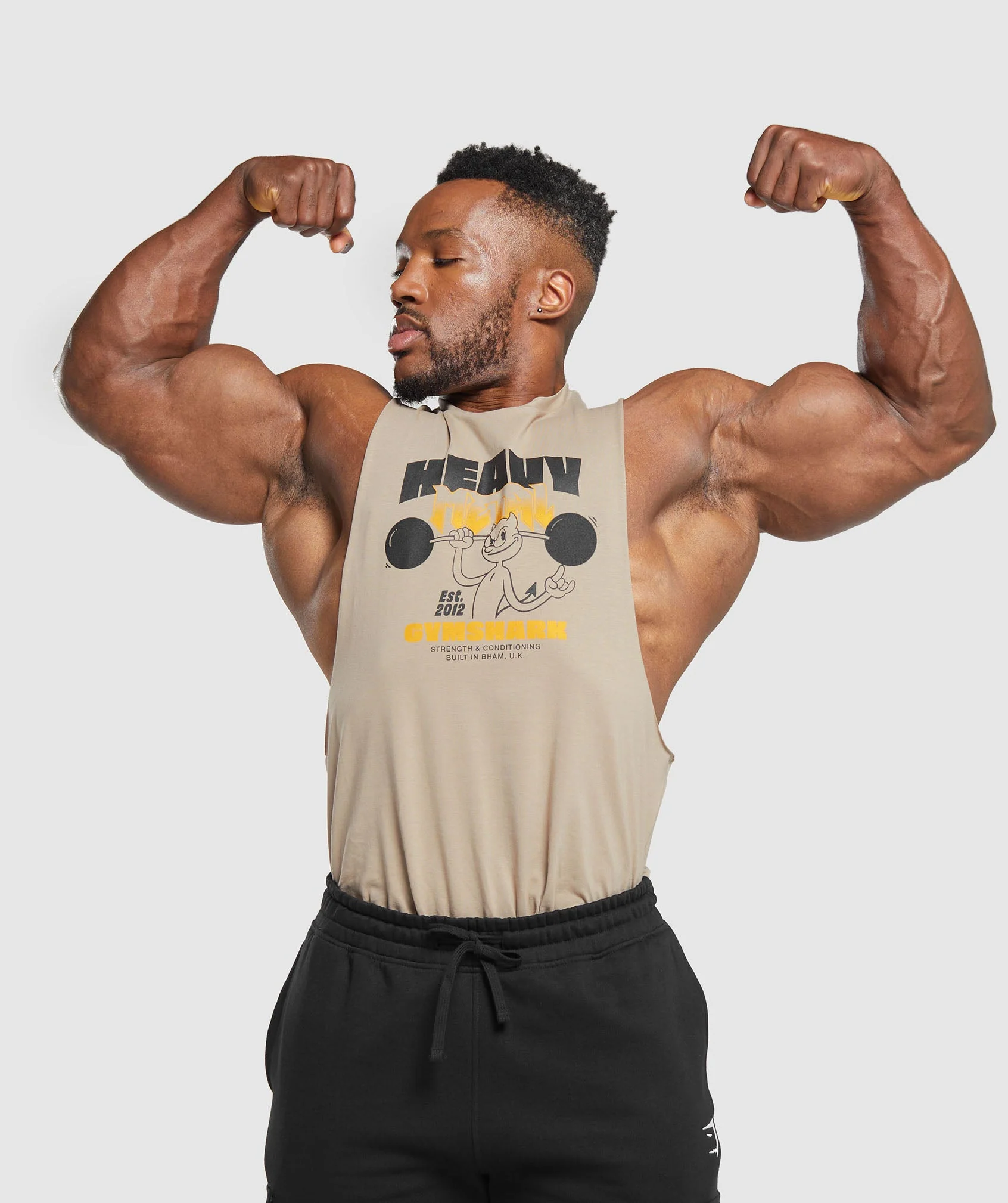 Gymshark Heavy Metal Drop Arm Tank - Brown - Image 3