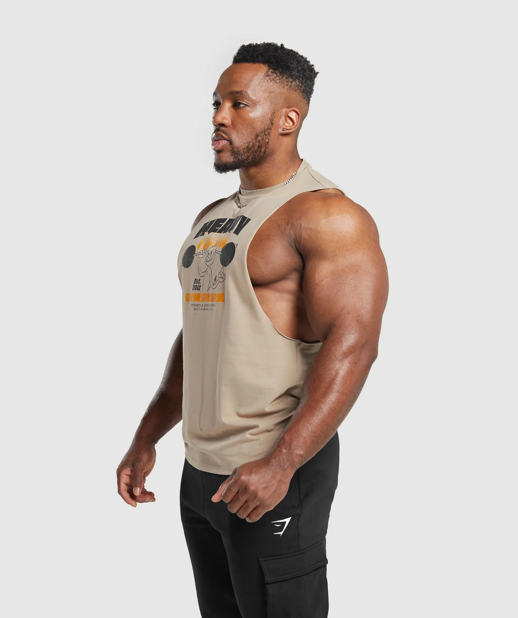 Gymshark Heavy Metal Drop Arm Tank - Brown - Image 6