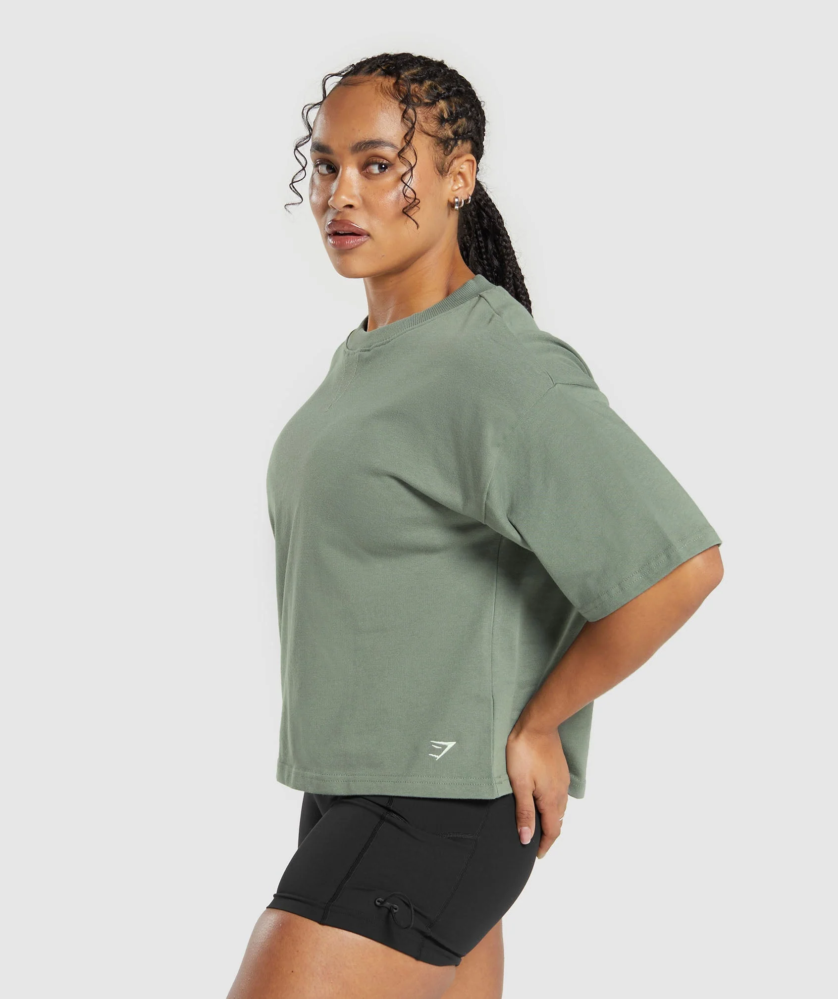 Gymshark Heavyweight Cotton T-Shirt - Unit Green - Image 3