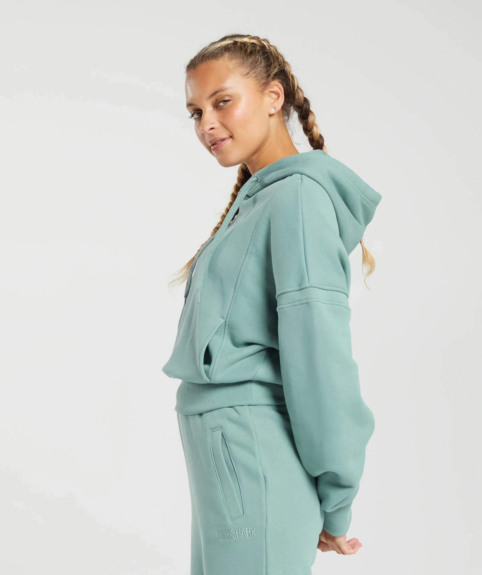 Gymshark Heavyweight Loopback Sweat Hoodie - Duck Egg Blue - Image 3