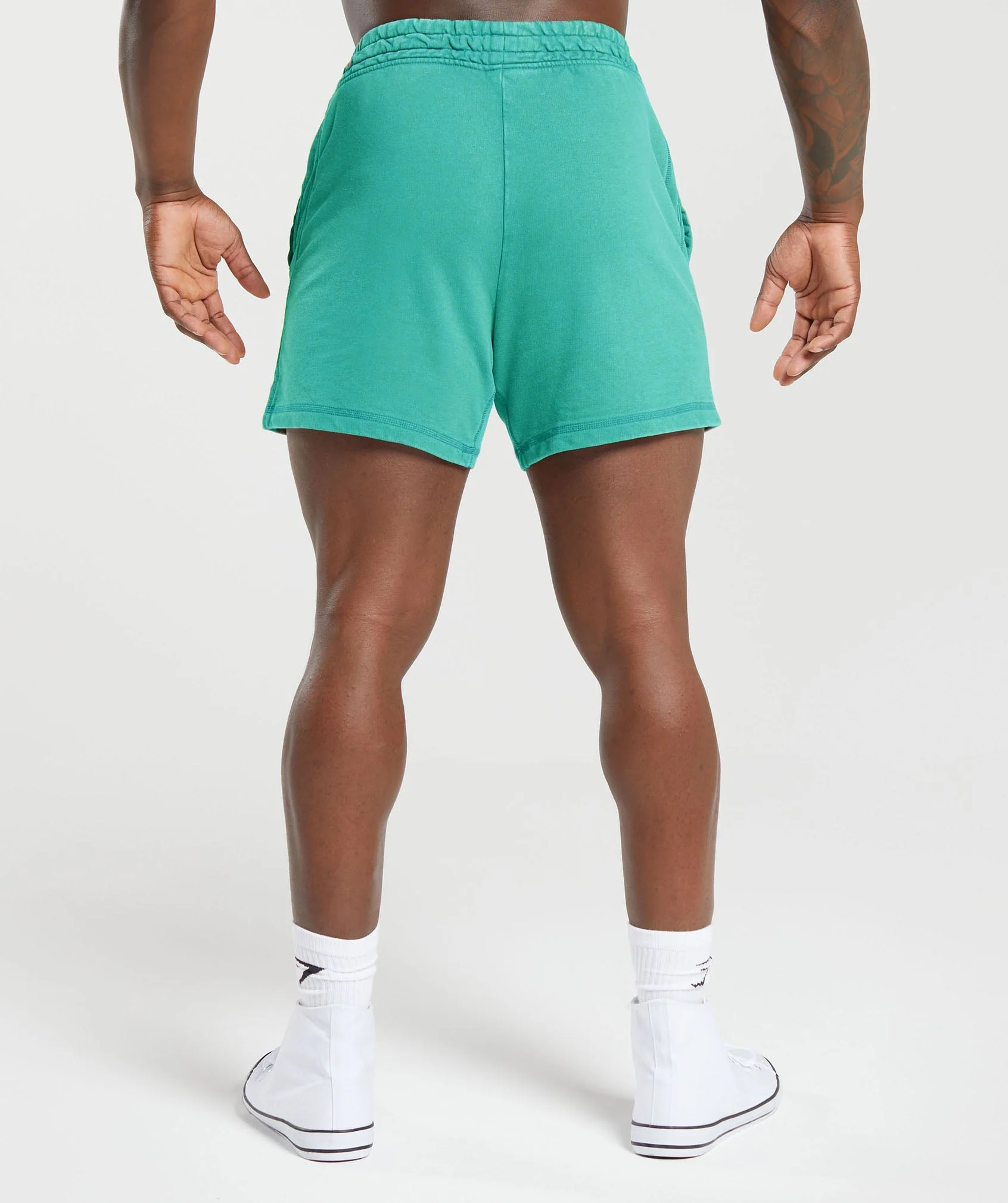 Gymshark Heritage 5" Shorts - Capri Blue/Acid Wash Small Ball - Image 2