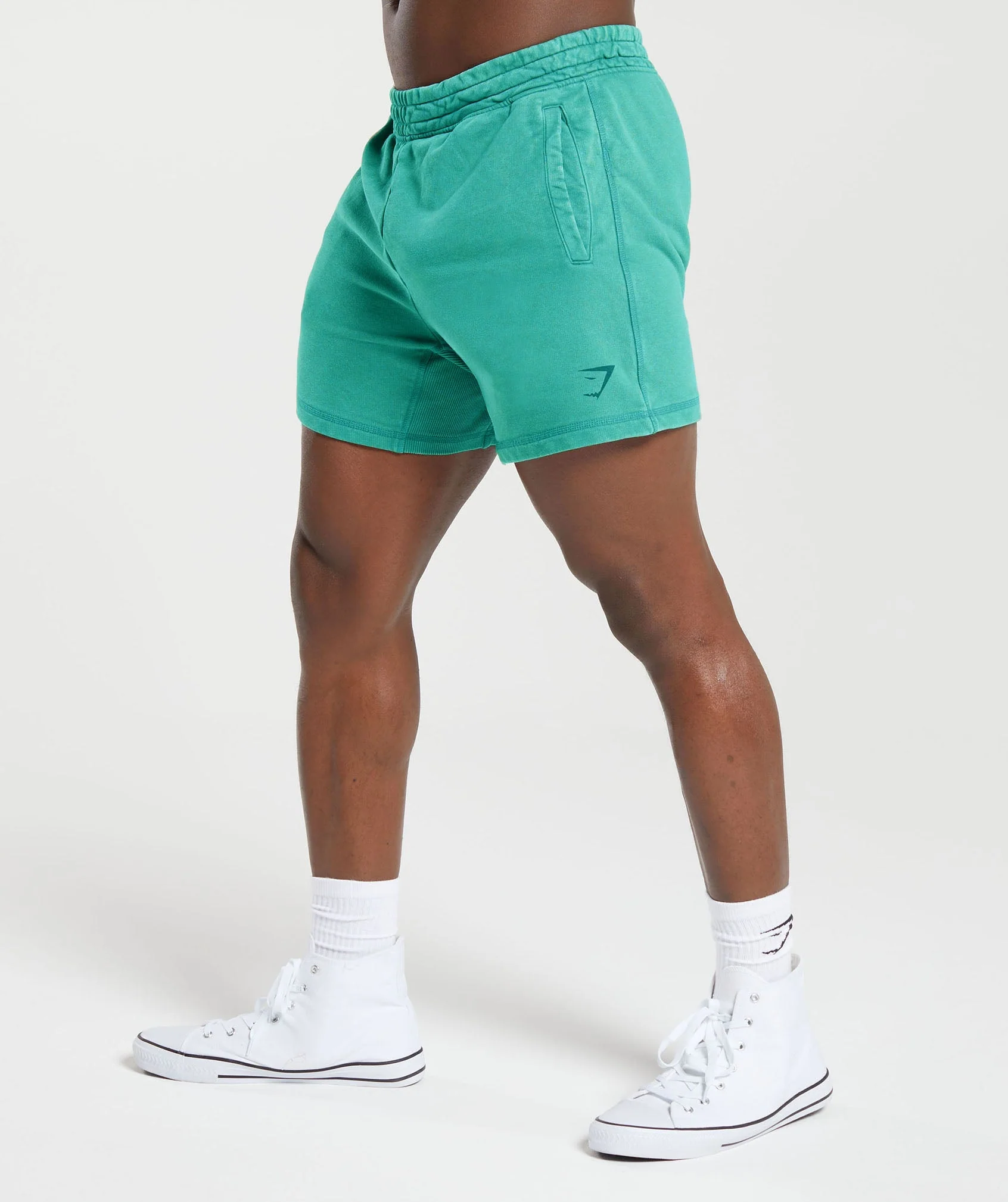 Gymshark Heritage 5" Shorts - Capri Blue/Acid Wash Small Ball - Image 3