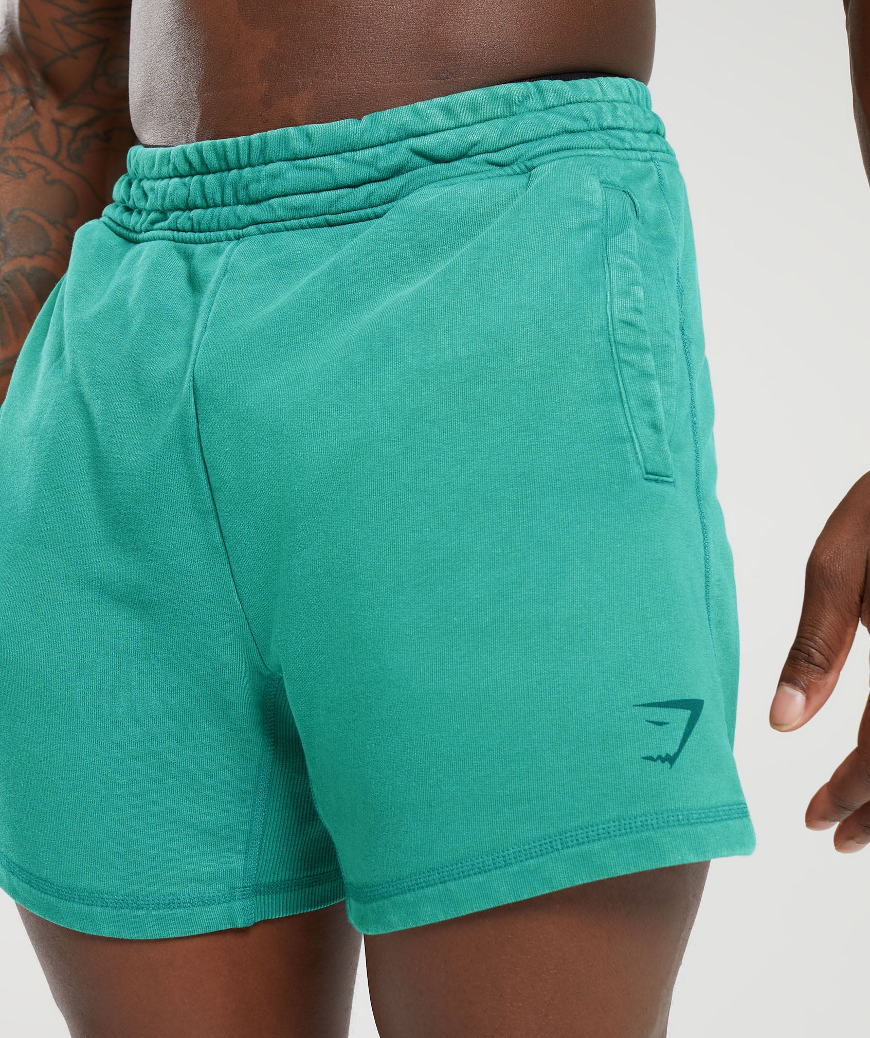 Gymshark Heritage 5" Shorts - Capri Blue/Acid Wash Small Ball - Image 5