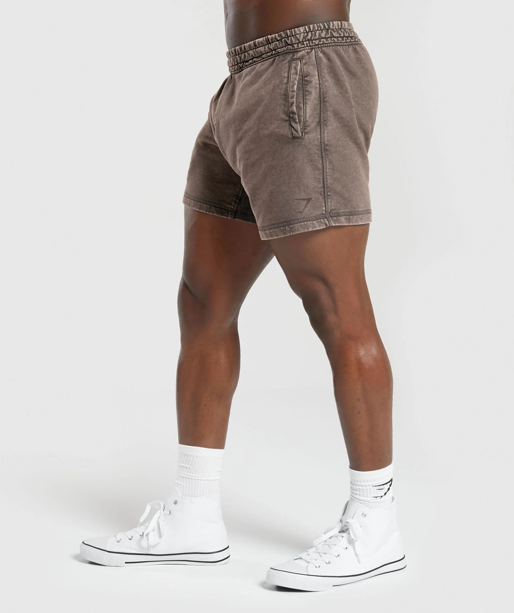 Gymshark Heritage 5" Shorts - Penny Brown/Acid Wash Small Ball - Image 3