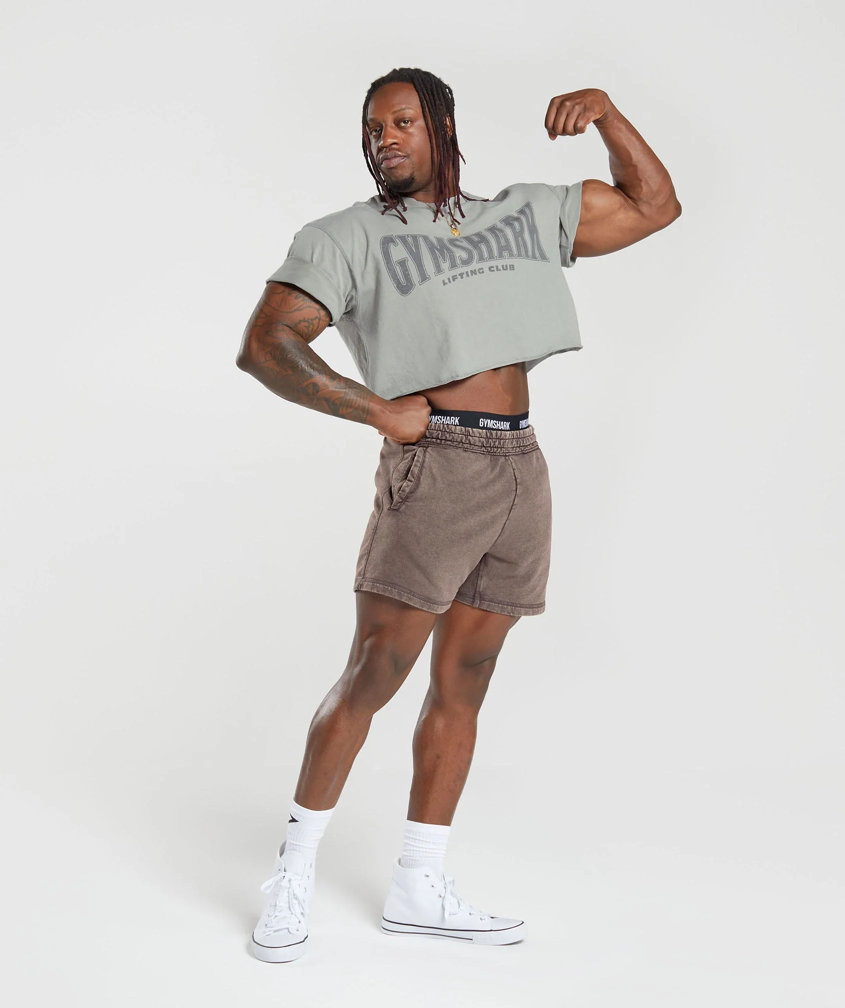 Gymshark Heritage 5" Shorts - Penny Brown/Acid Wash Small Ball - Image 4