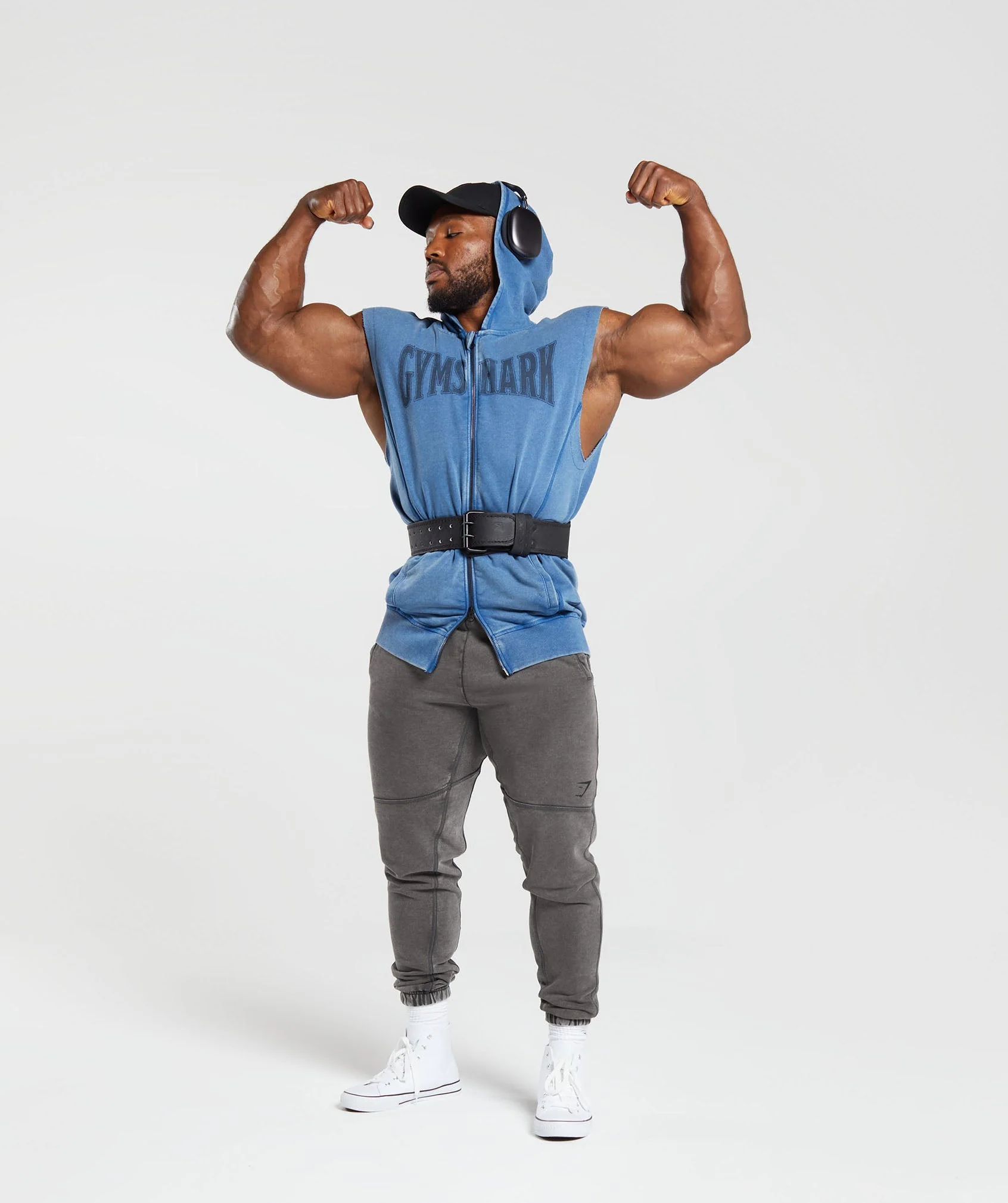 Gymshark Heritage Washed Sleeveless Zip Hoodie - Vintage Blue - Image 4