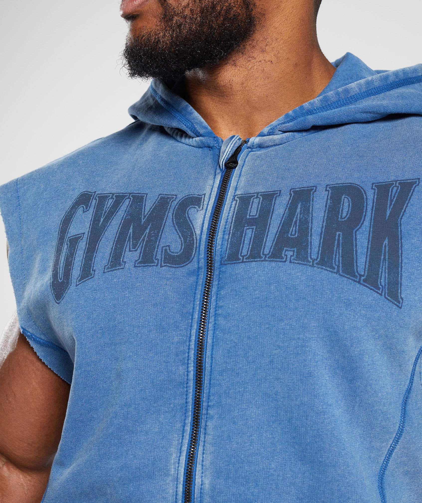 Gymshark Heritage Washed Sleeveless Zip Hoodie - Vintage Blue - Image 5
