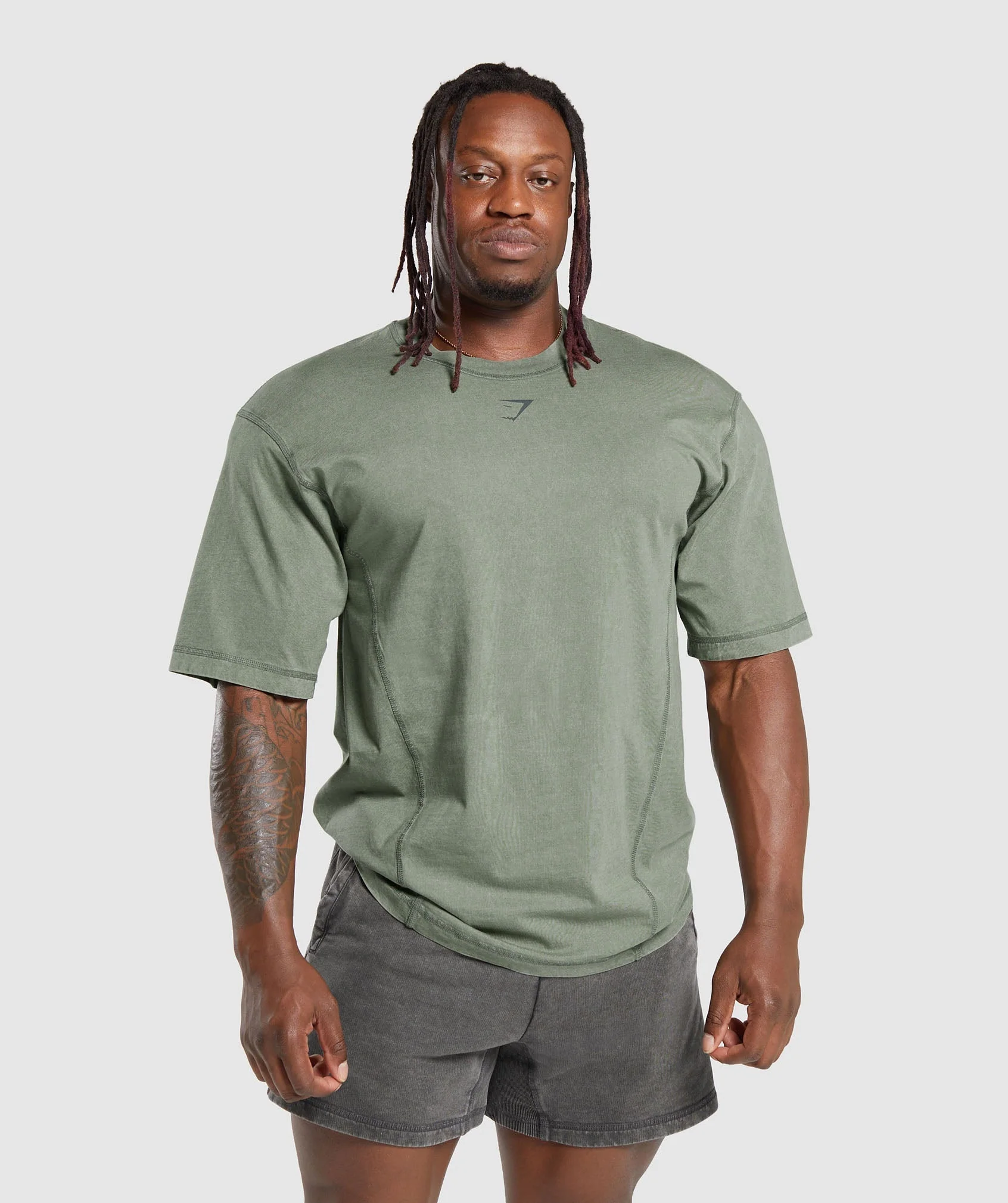 Gymshark Heritage Washed T-Shirt - Dusk Green - Image 2