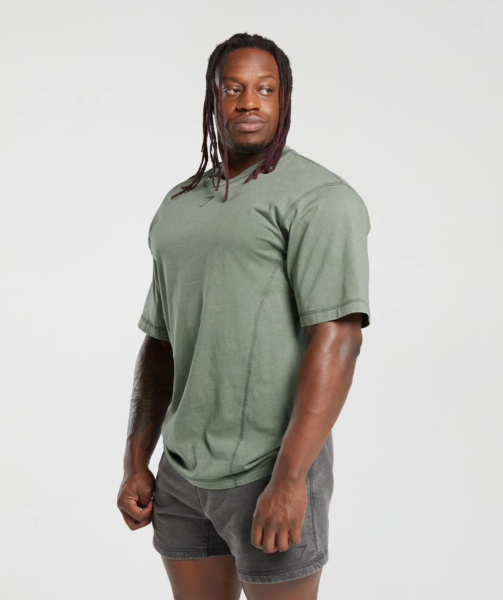 Gymshark Heritage Washed T-Shirt - Dusk Green - Image 3