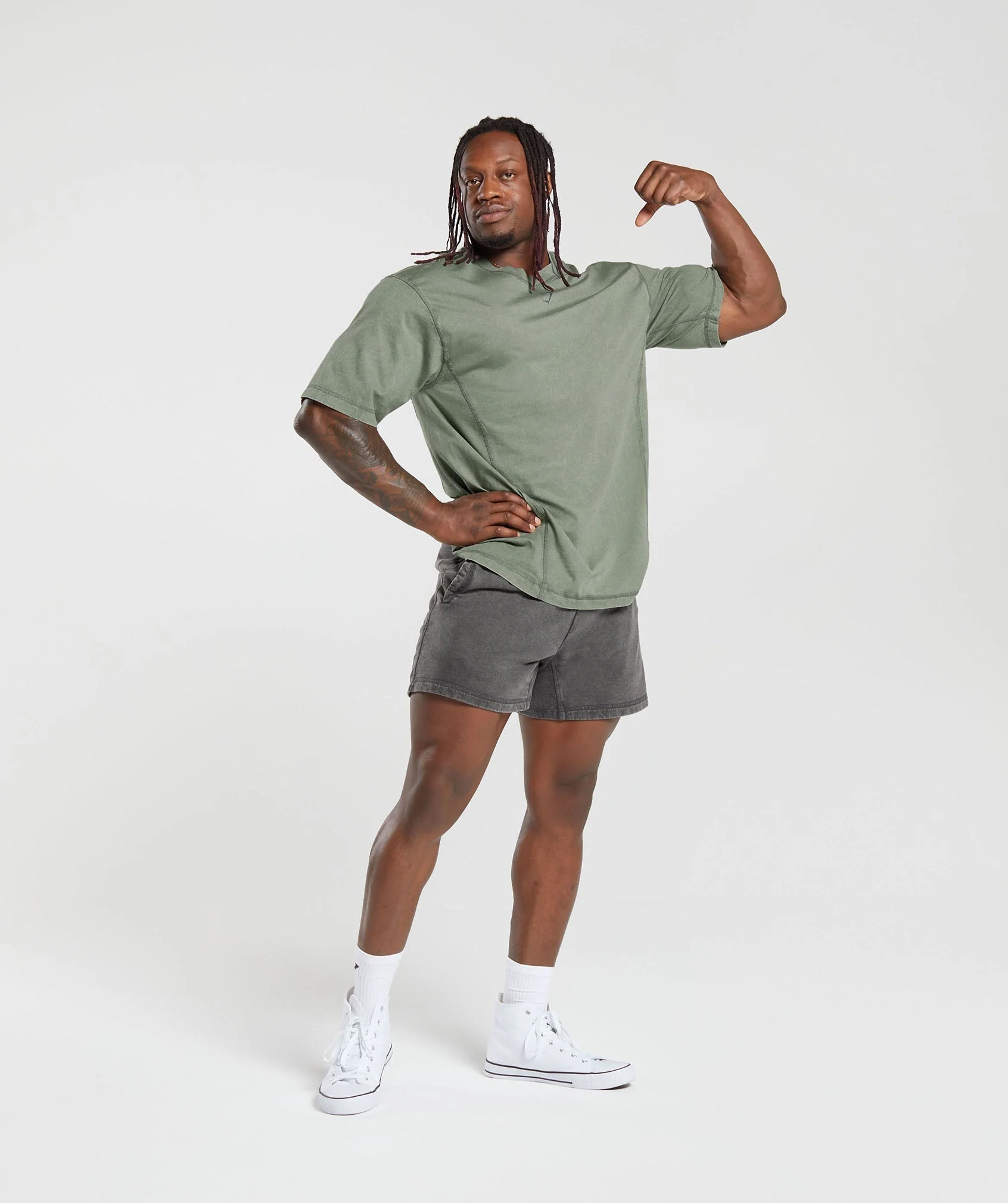 Gymshark Heritage Washed T-Shirt - Dusk Green - Image 4